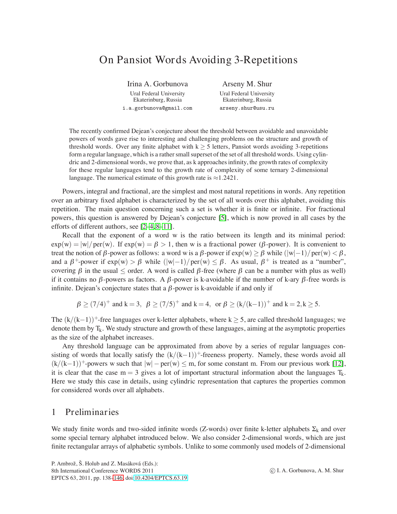 On Pansiot Words Avoiding 3-Repetitions