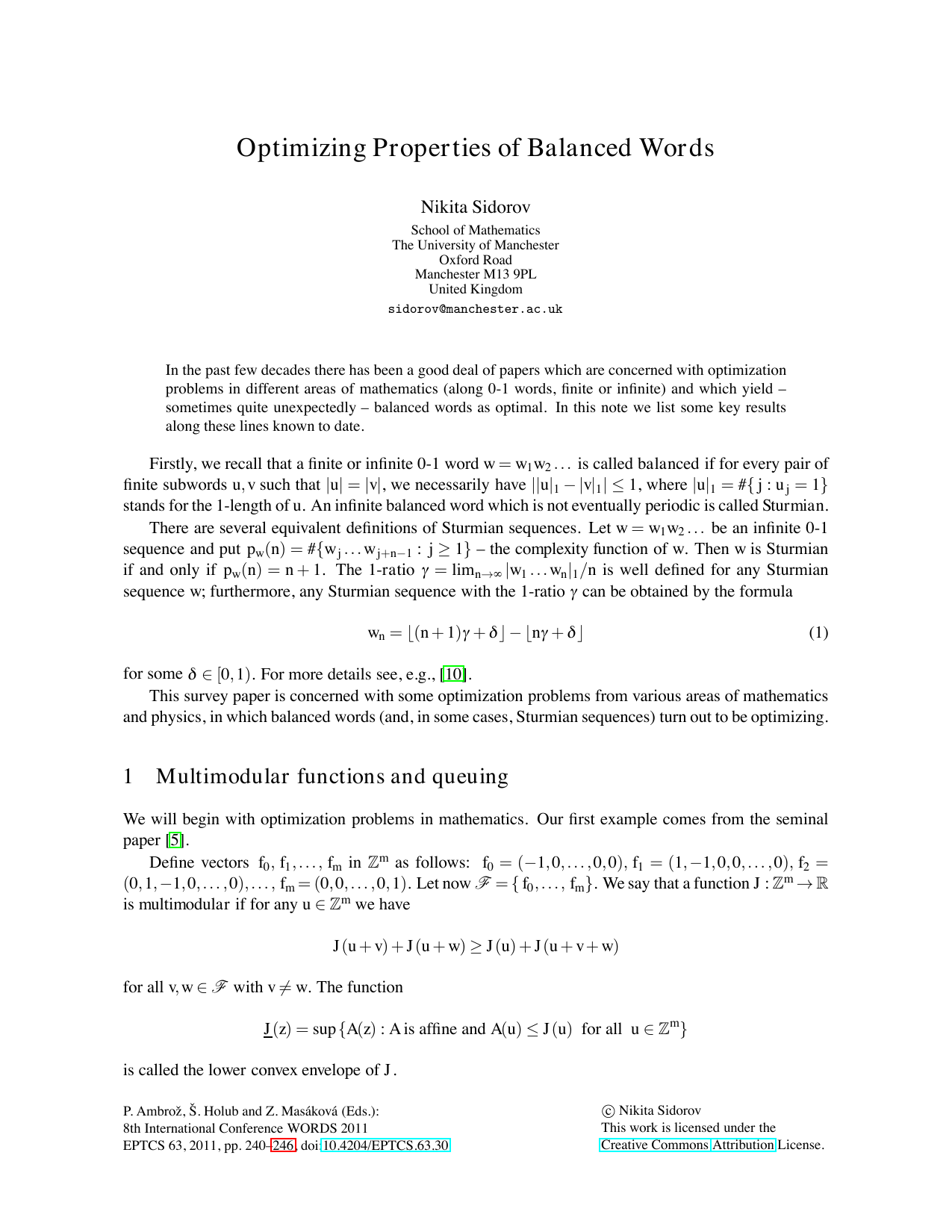 Optimizing Properties of Balanced Words