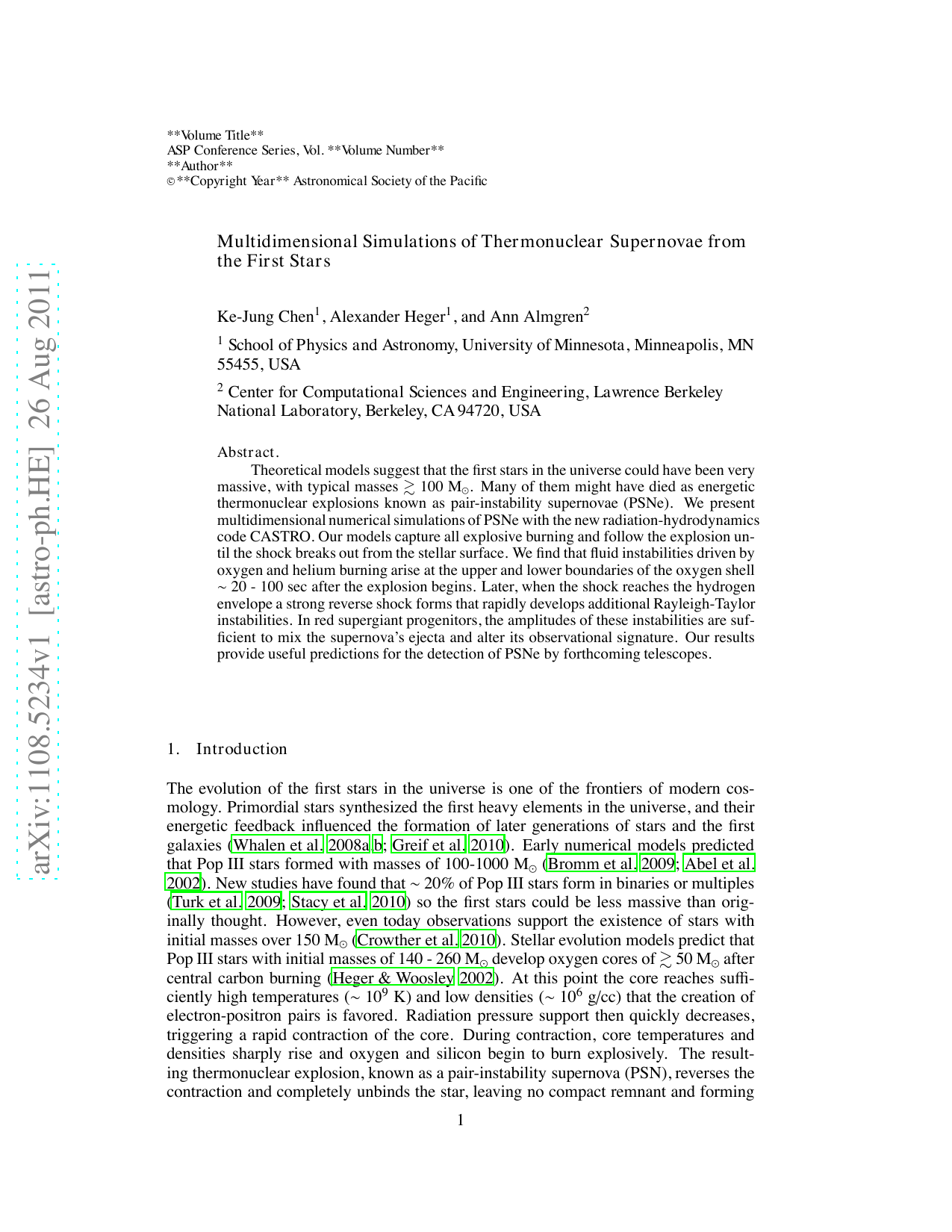 Multidimensional Simulations of Thermonuclear Supernovae from the First   Stars