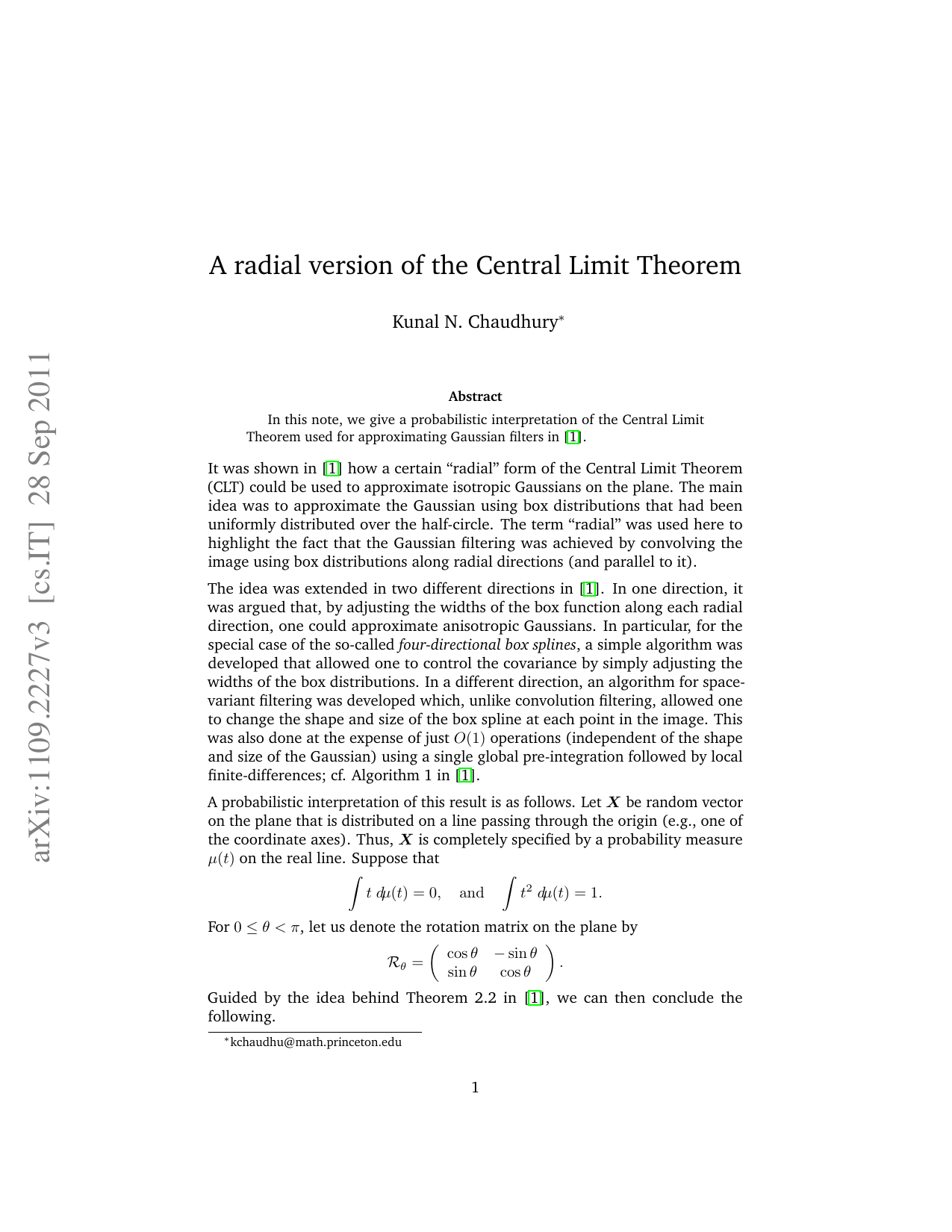 A radial version of the Central Limit Theorem