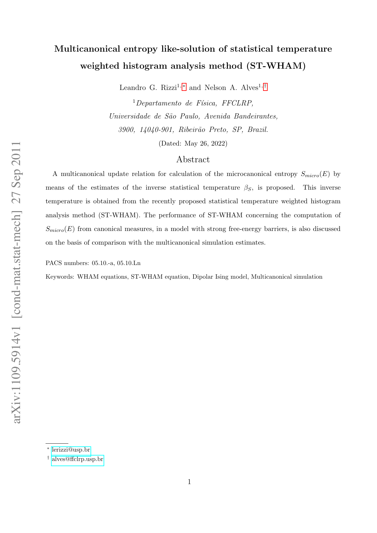 Multicanonical entropy like-solution of statistical temperature weighted histogram analysis method (ST-WHAM)