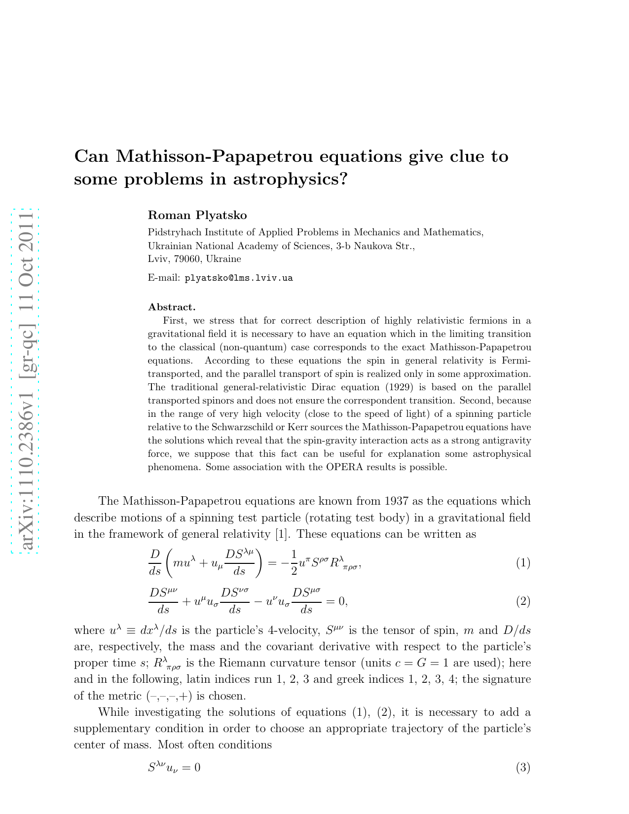 Can Mathisson-Papapetrou equations give clue to some problems in   astrophysics?