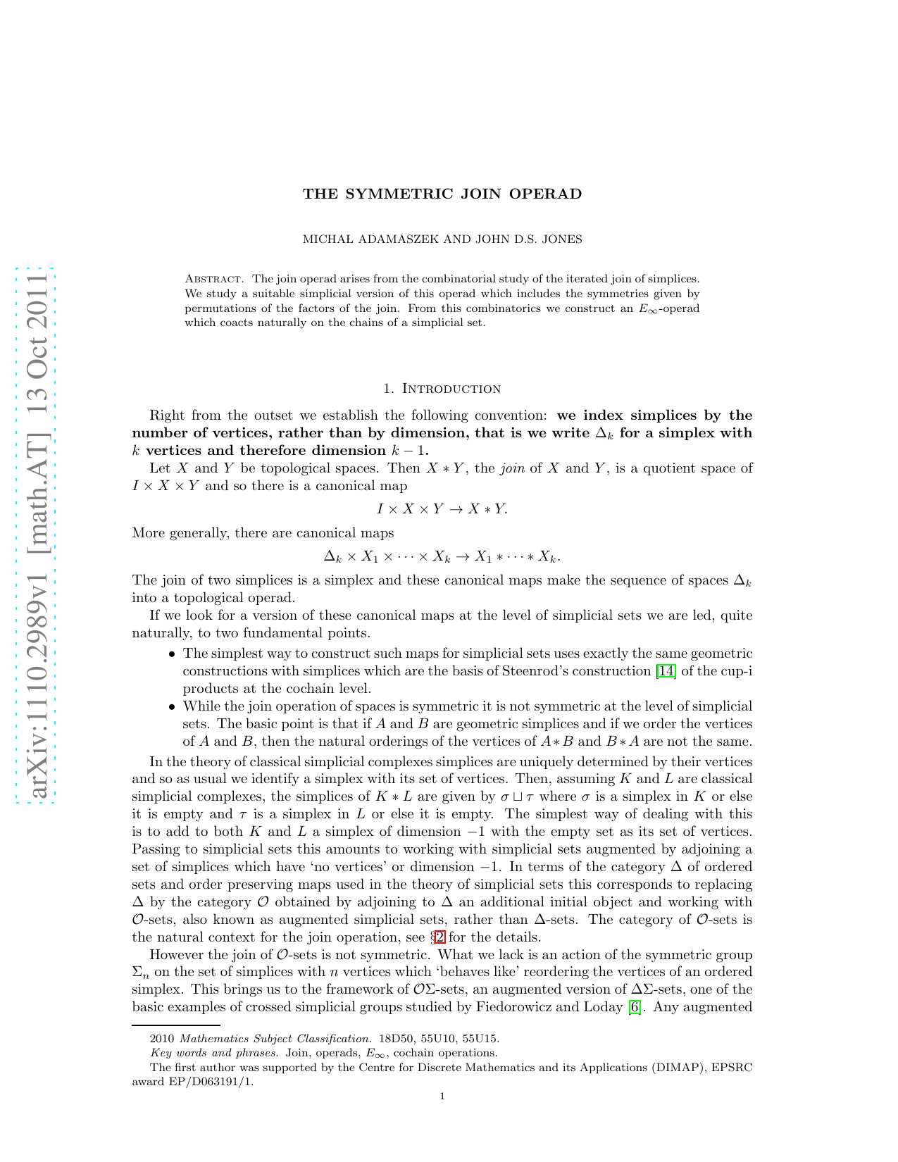 The Symmetric Join Operad