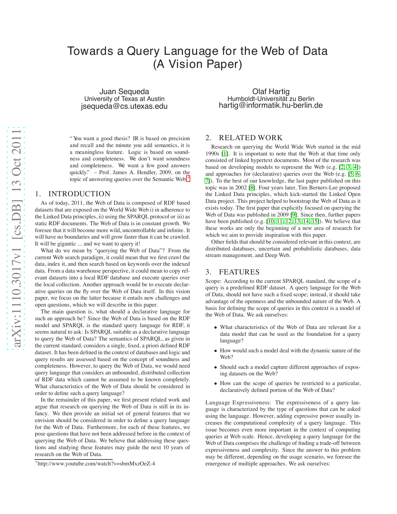 Towards a Query Language for the Web of Data (A Vision Paper)