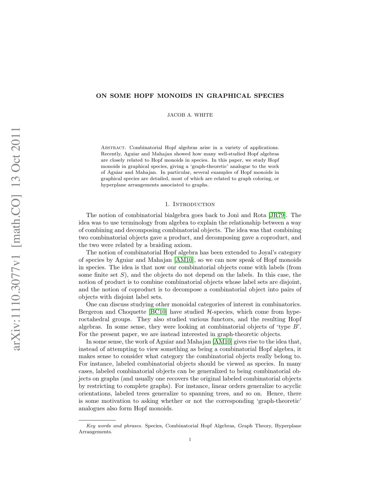 On some Hopf monoids in graphical species