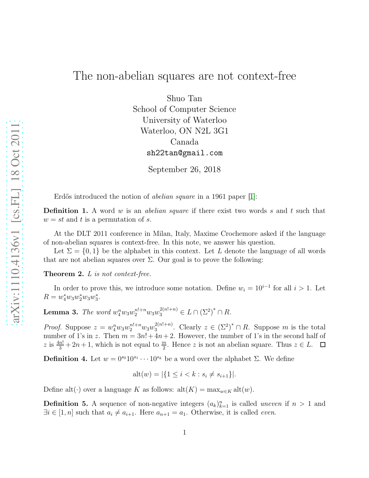 The non-abelian squares are not context-free