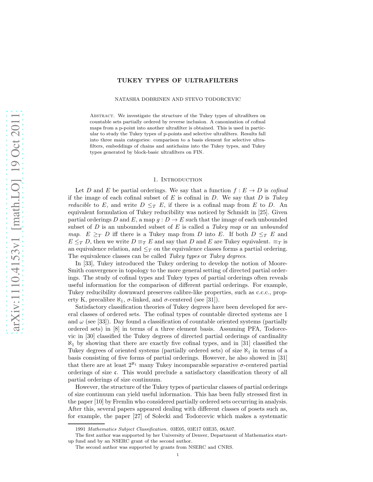 Tukey types of ultrafilters