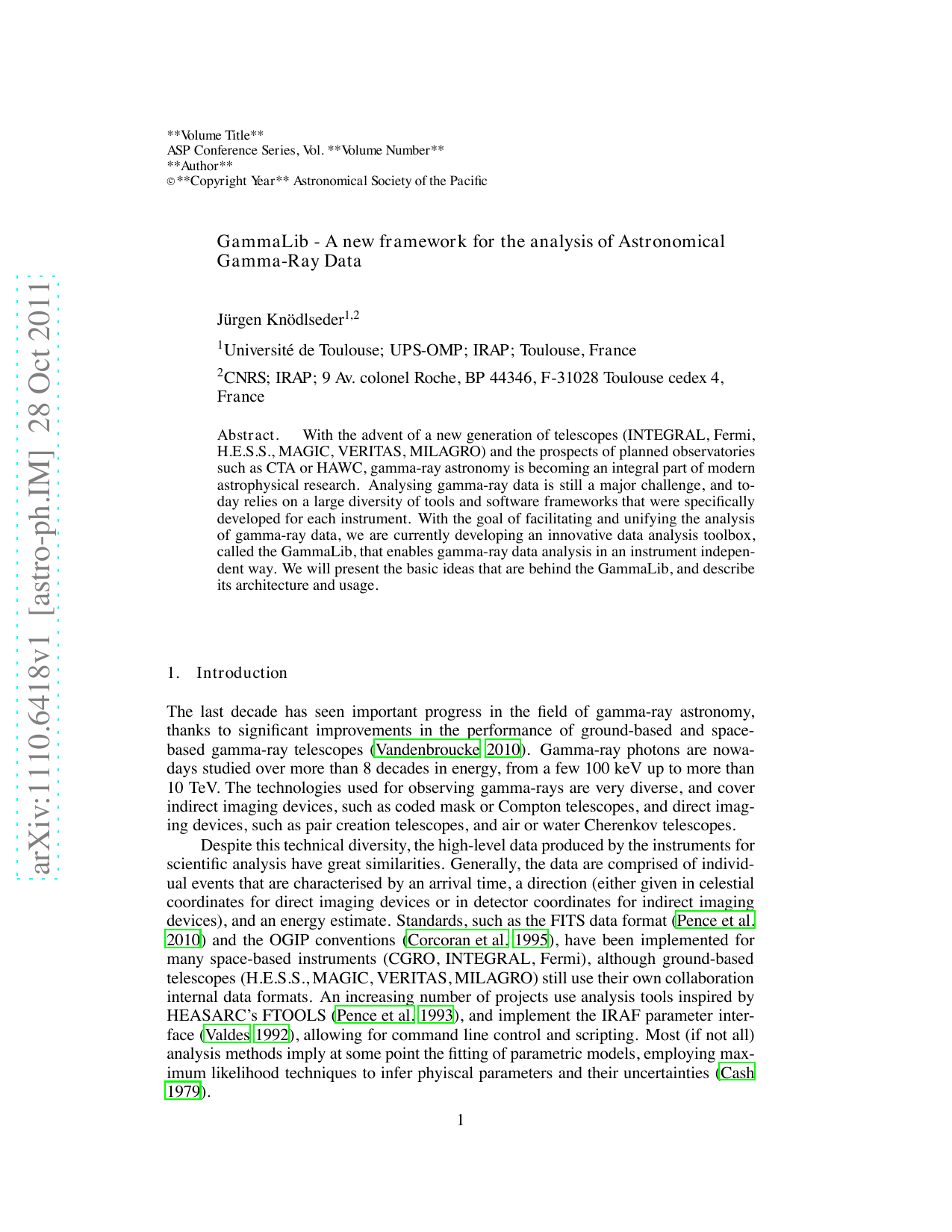 GammaLib - A new framework for the analysis of Astronomical Gamma-Ray Data