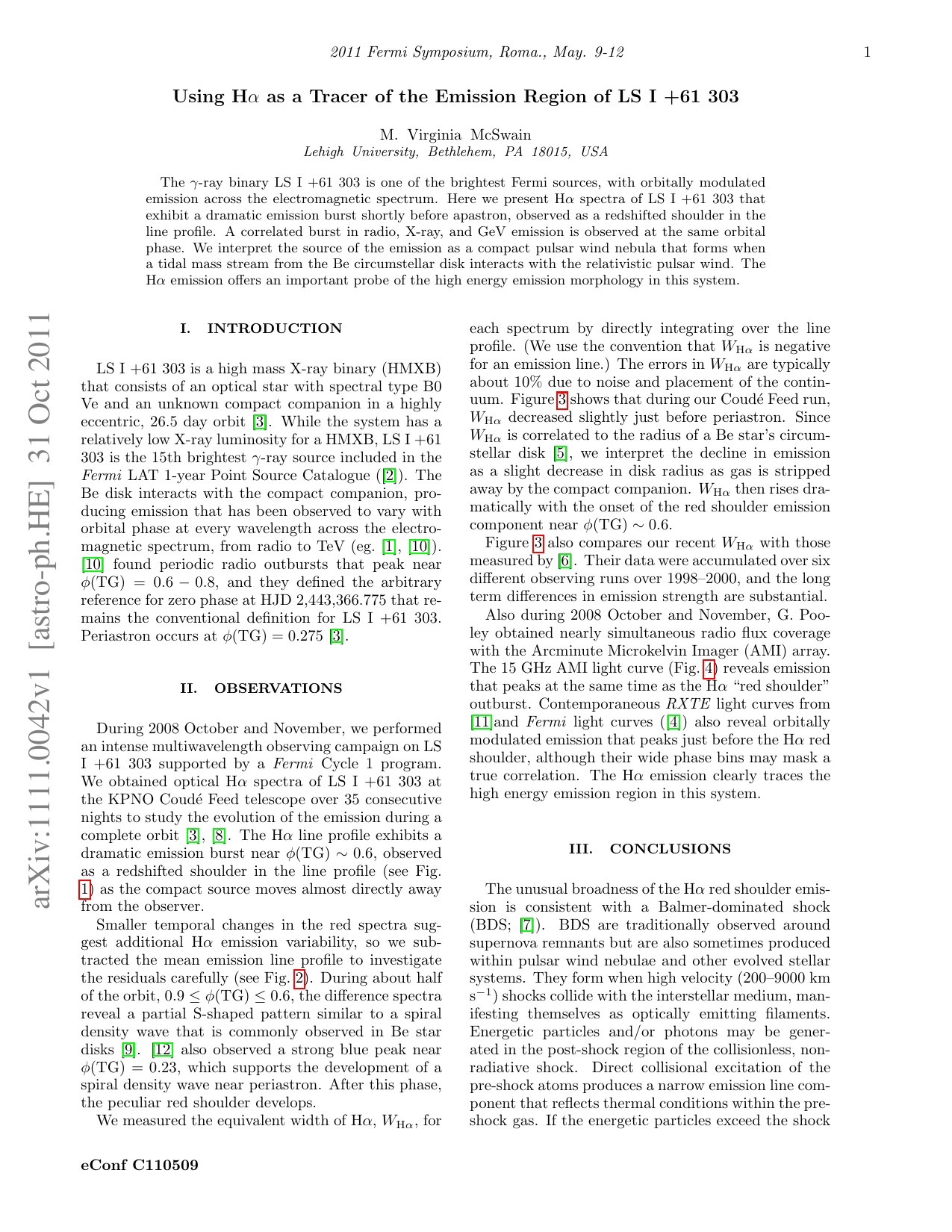 Using H-alpha as a Tracer of the Emission Region of LS I +61 303