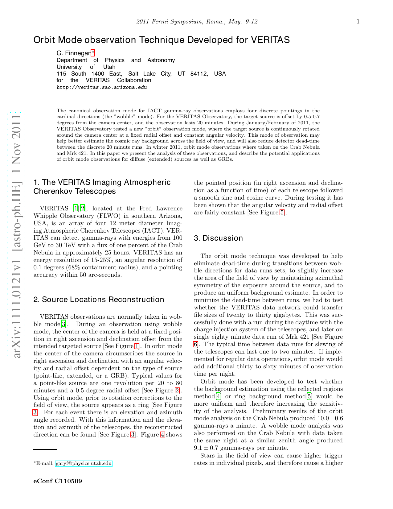 Orbit Mode observation Technique Developed for VERITAS