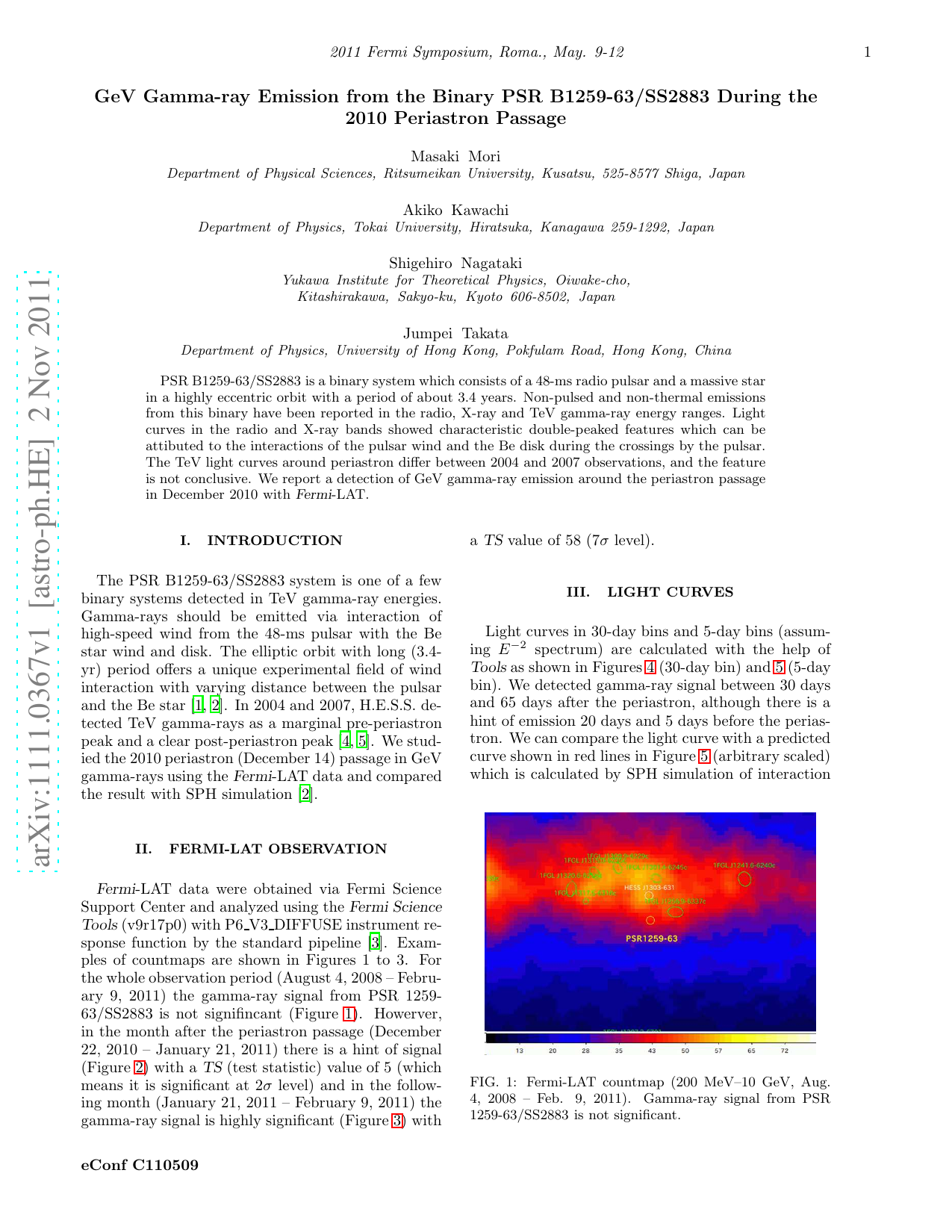GeV Gamma-ray Emission from the Binary PSR B1259-63/SS2883 During the   2010 Periastron Passage
