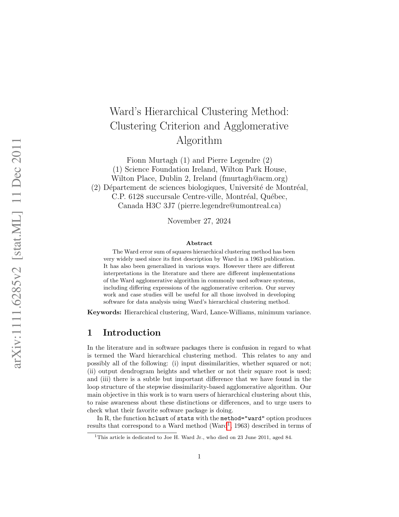 Wards Hierarchical Clustering Method: Clustering Criterion and   Agglomerative Algorithm