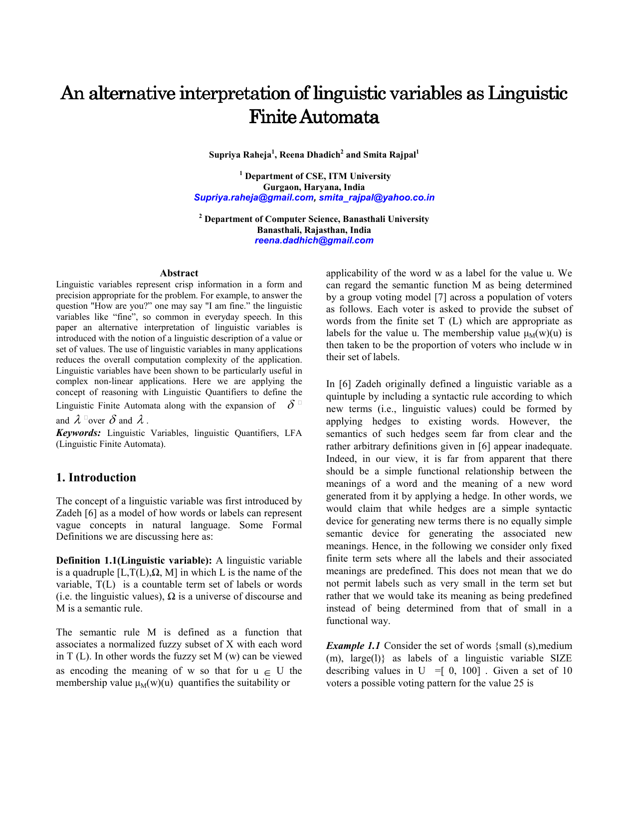 An Alternative Interpretation of Linguistic Variables as Linguistic   Finite Automata