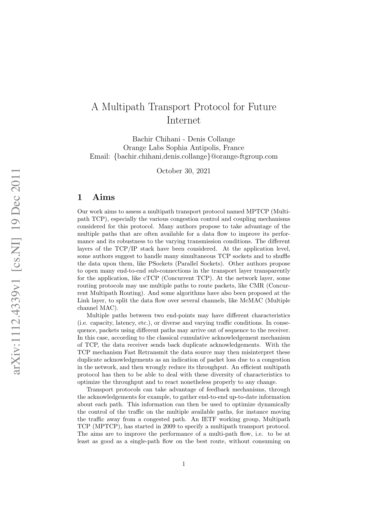 A Multipath Transport Protocol for Future Internet
