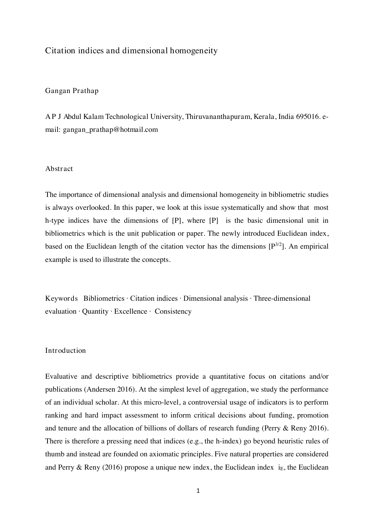 Citation indices and dimensional homogeneity