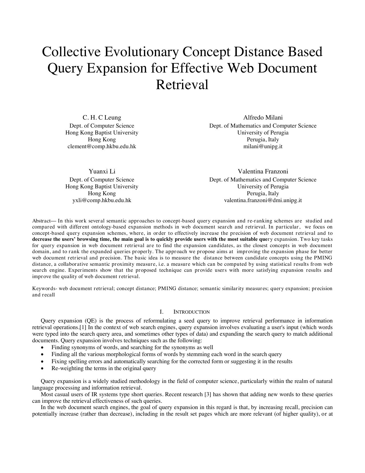 Semantic Evolutionary Concept Distances for Effective Information   Retrieval in Query Expansion