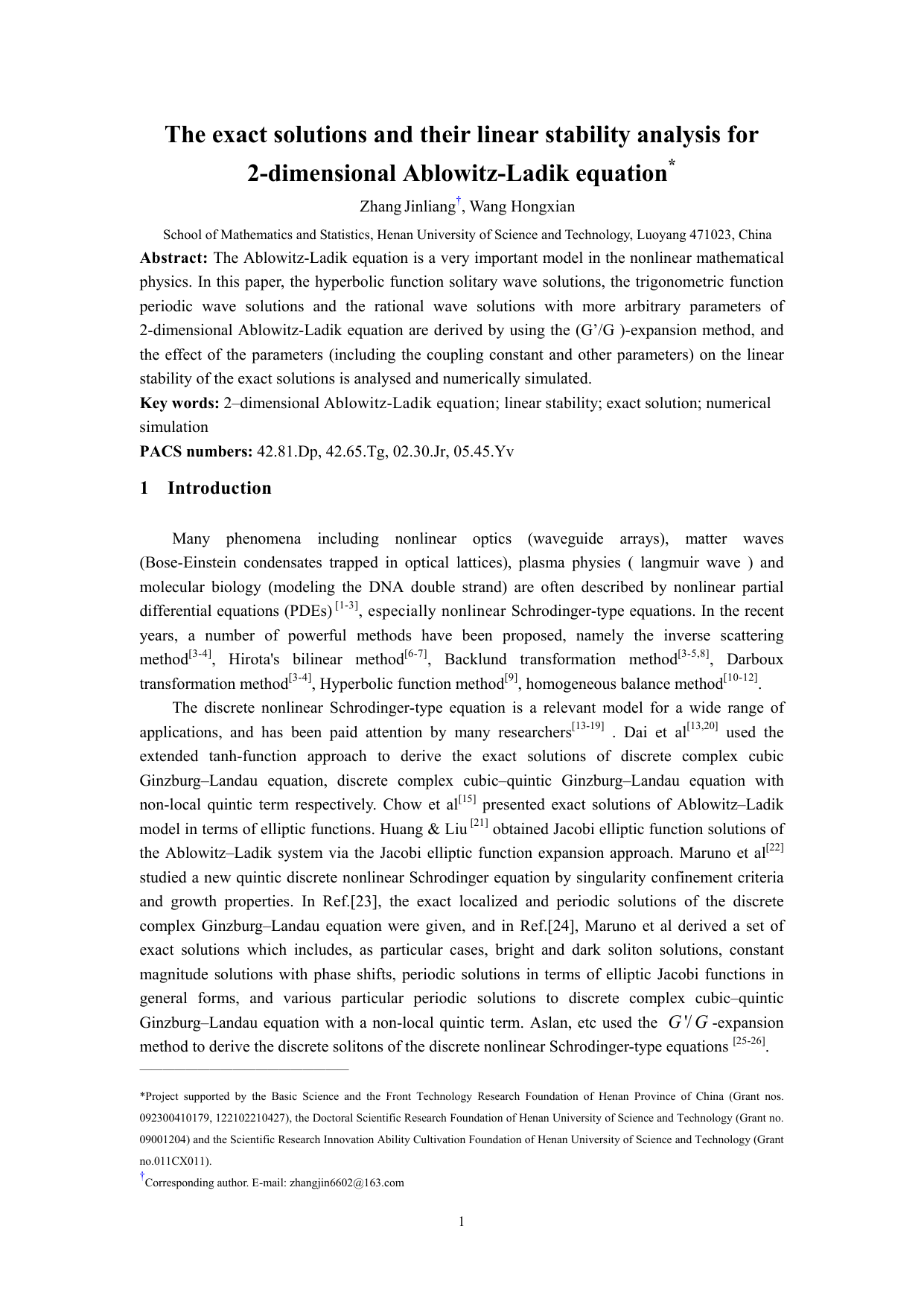 The exact solutions and their linear stability analysis for 2-dimensional Ablowitz-Ladik equation