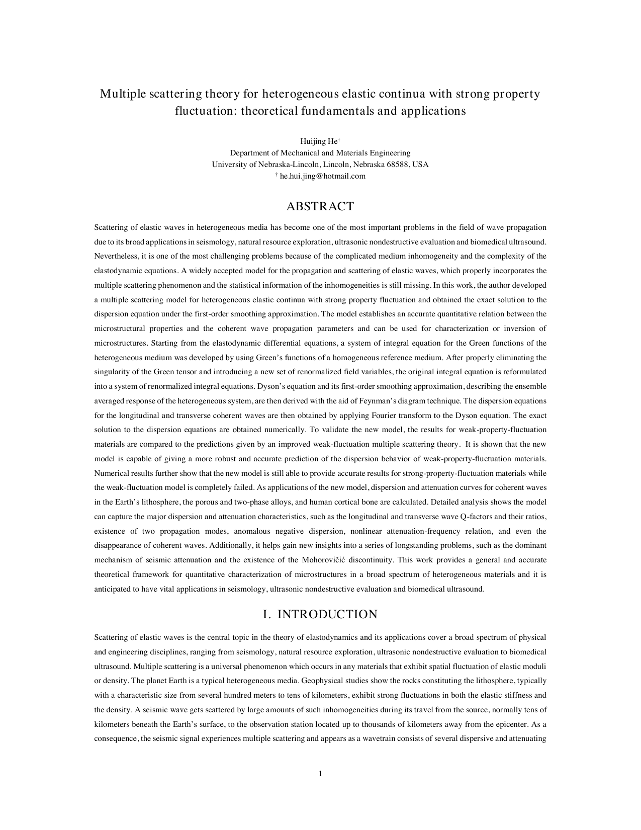Multiple scattering theory for heterogeneous elastic continua with   strong property fluctuation: theoretical fundamentals and applications