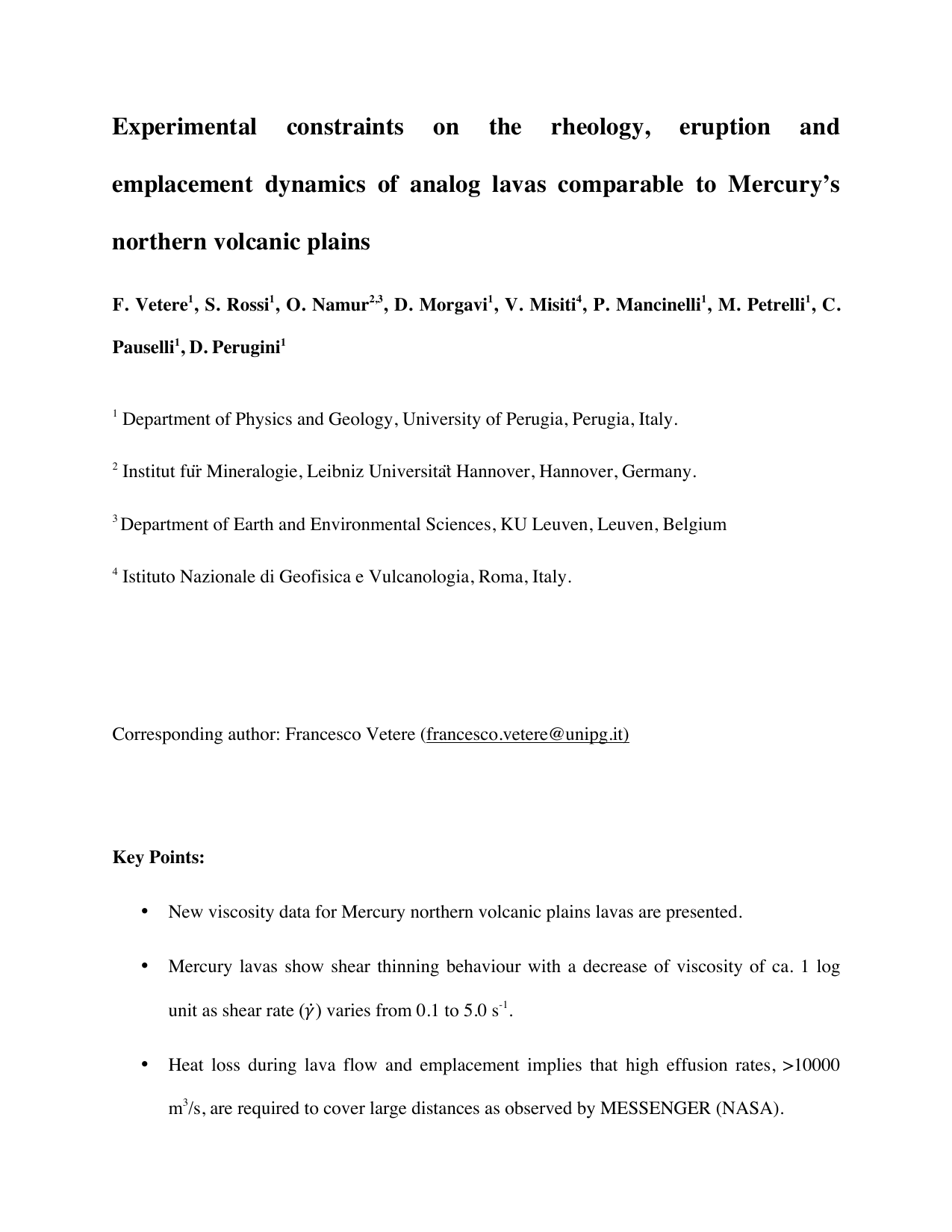 Experimental constraints on the rheology, eruption and emplacement   dynamics of analog lavas comparable to Mercurys northern volcanic plains