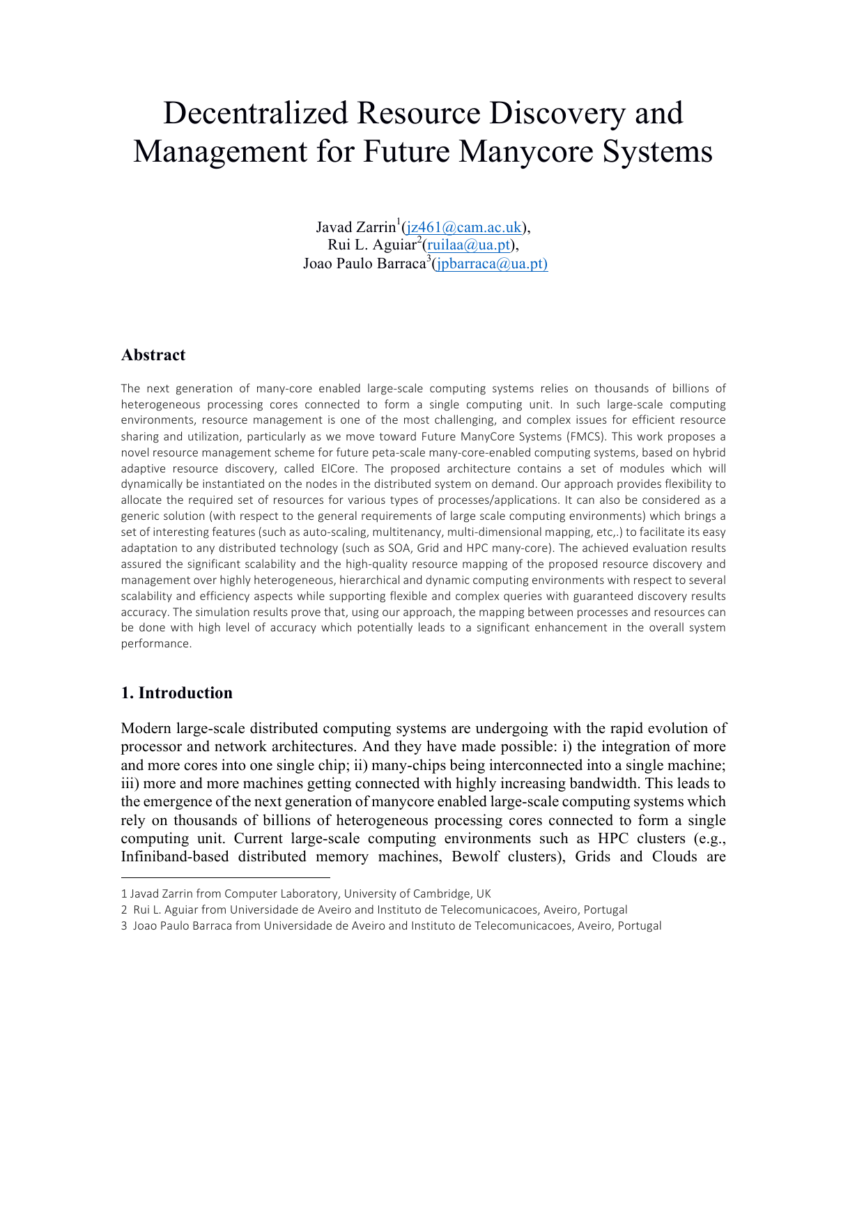 Decentralized Resource Discovery and Management for Future Manycore Systems