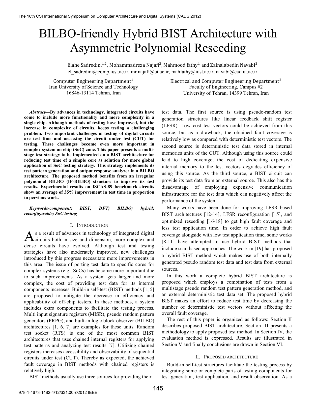 BILBO-friendly Hybrid BIST Architecture with Asymmetric Polynomial Reseeding