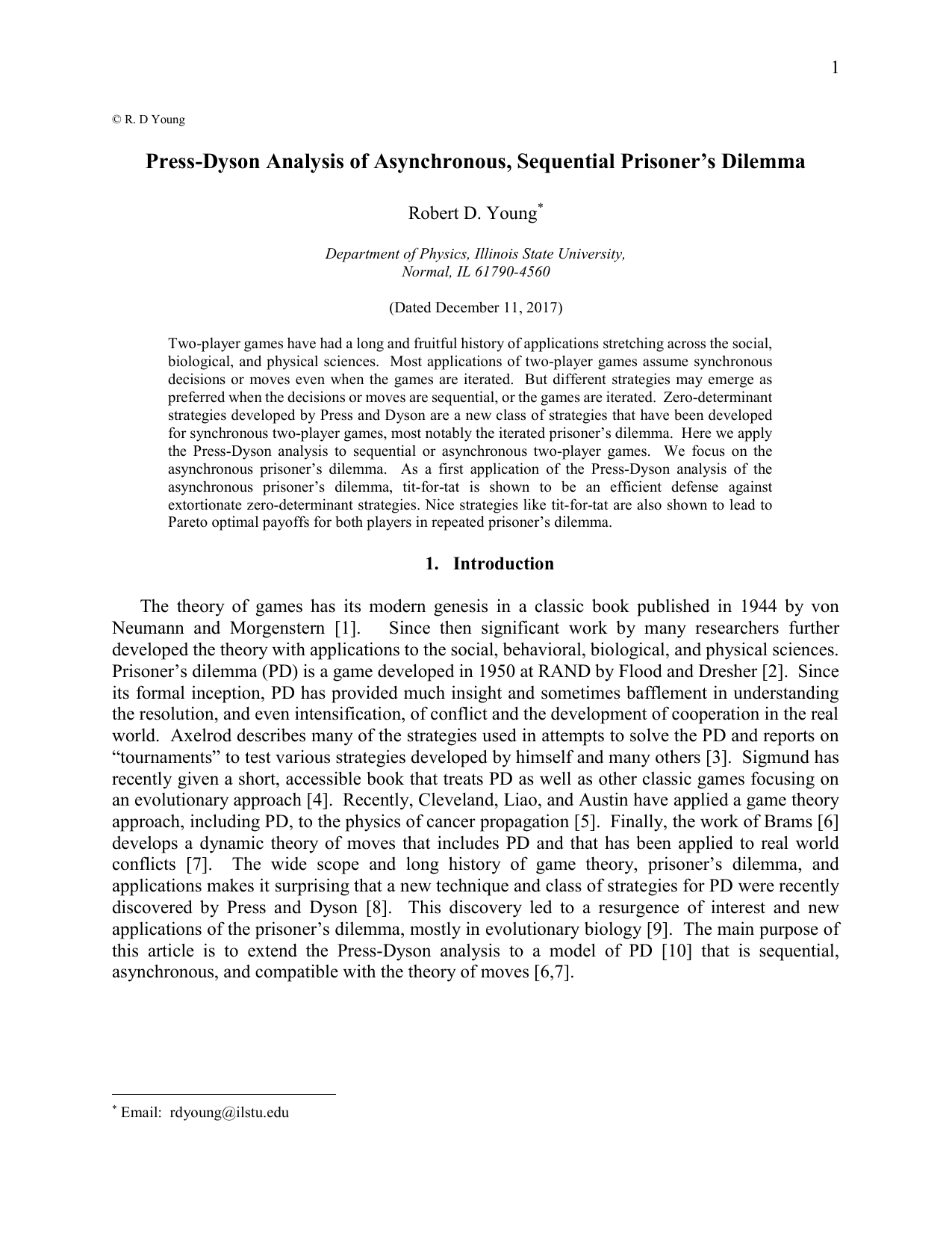 Press-Dyson Analysis of Asynchronous, Sequential Prisoners Dilemma
