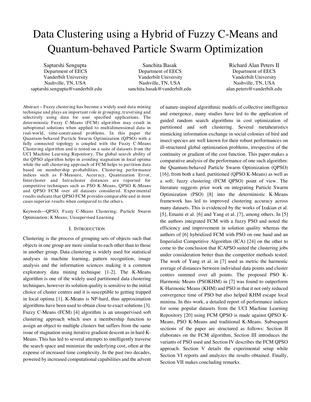Data Clustering using a Hybrid of Fuzzy C-Means and Quantum-behaved Particle Swarm Optimization