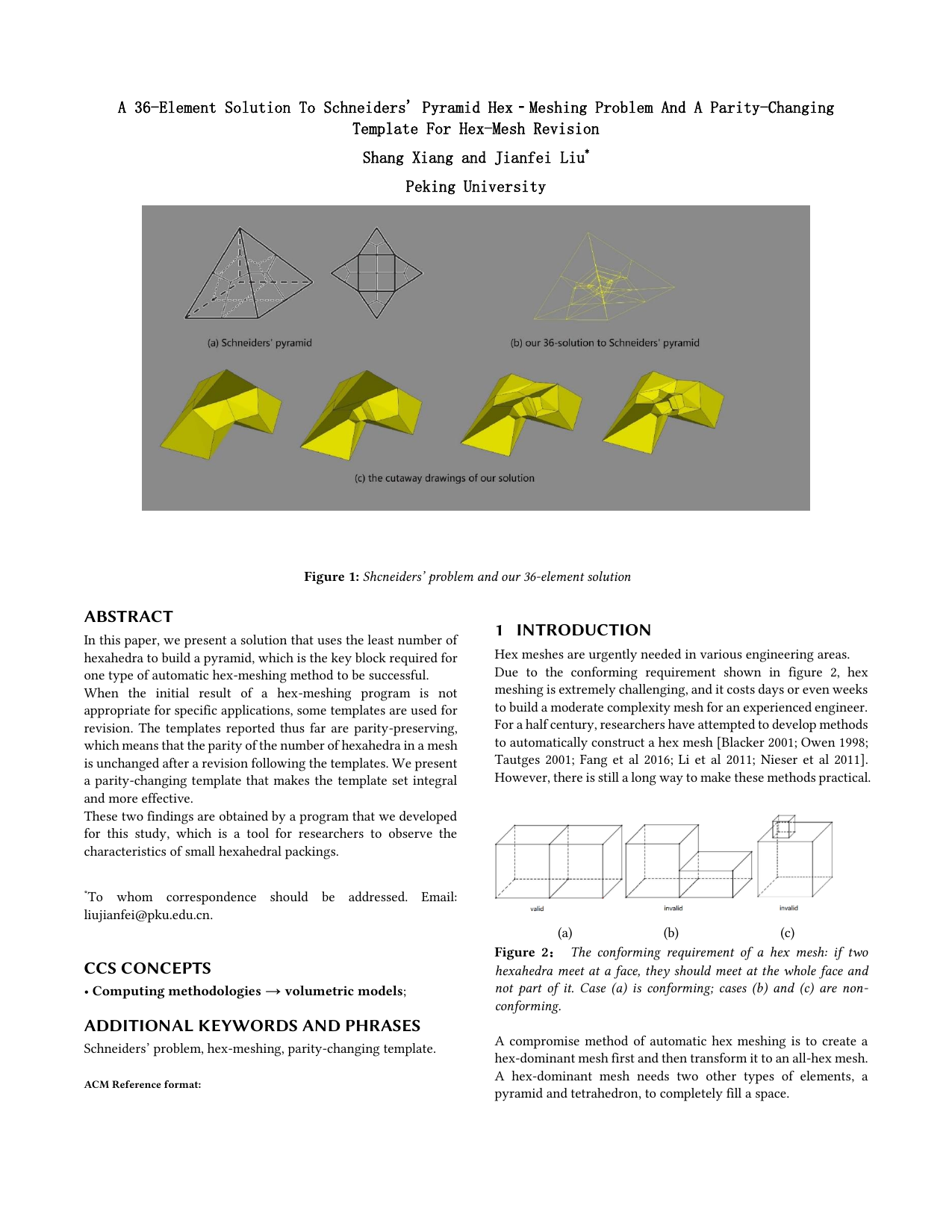 A 36-Element Solution To Schneiders Pyramid Hex-Meshing Problem And A   Parity-Changing Template For Hex-Mesh Revision