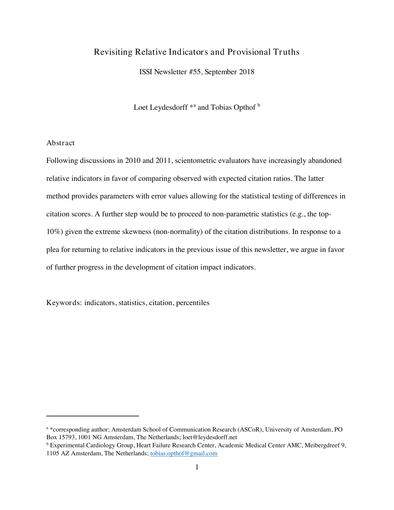 Revisiting Relative Indicators and Provisional Truths