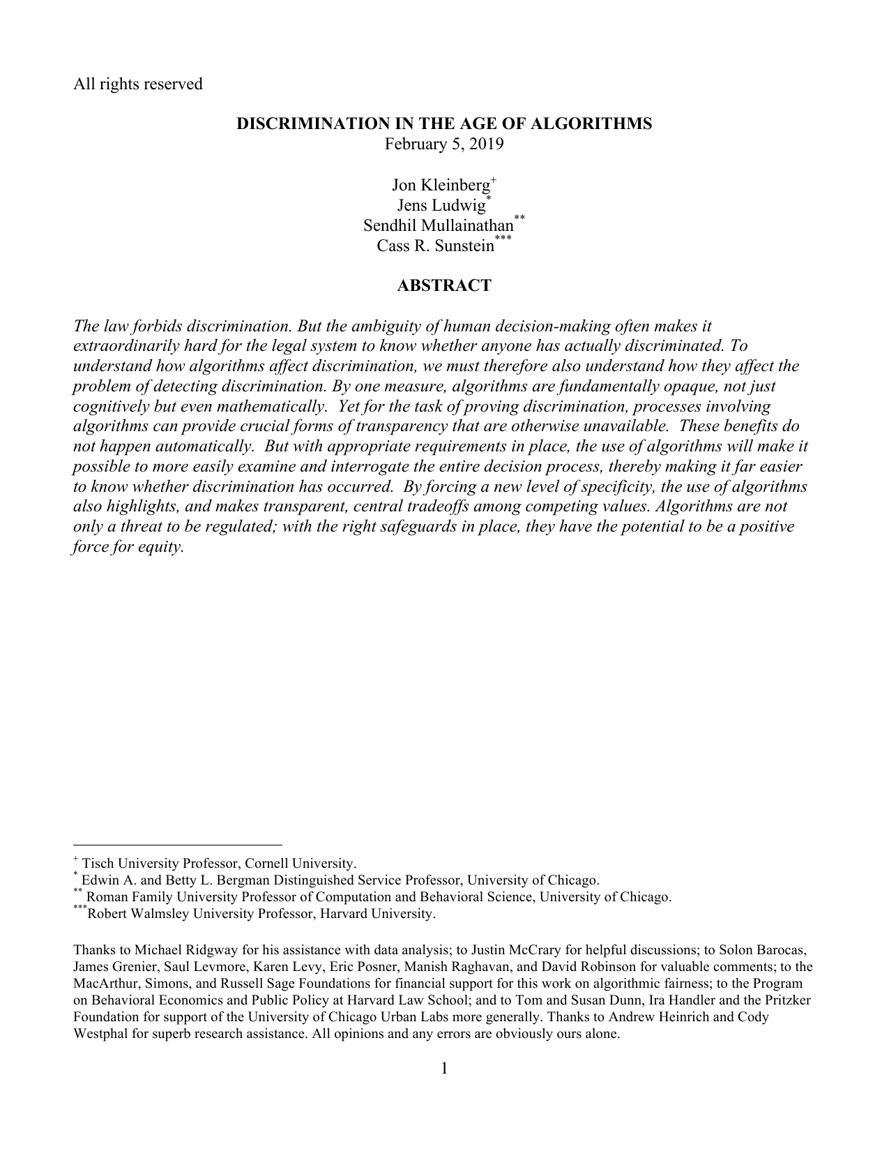 Discrimination in the Age of Algorithms