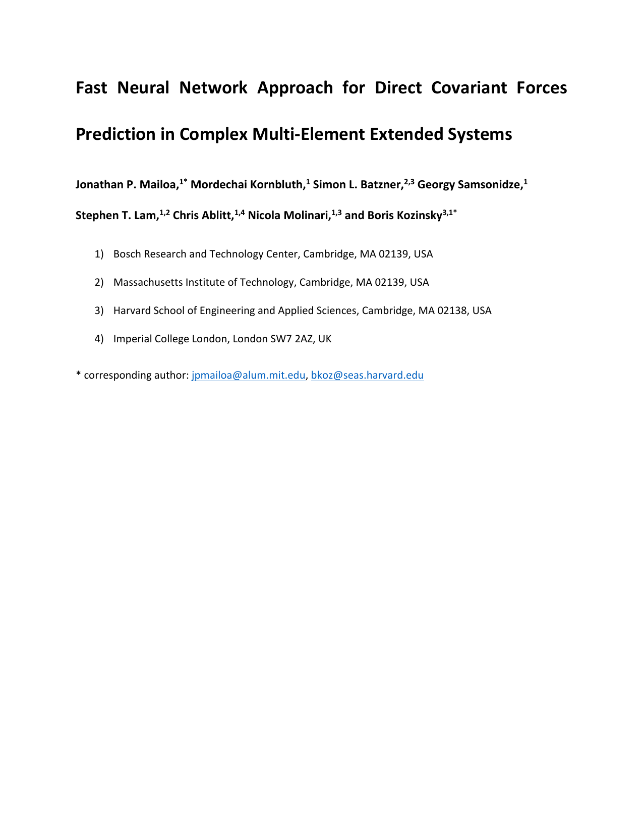 Fast Neural Network Approach for Direct Covariant Forces Prediction in Complex Multi-Element Extended Systems