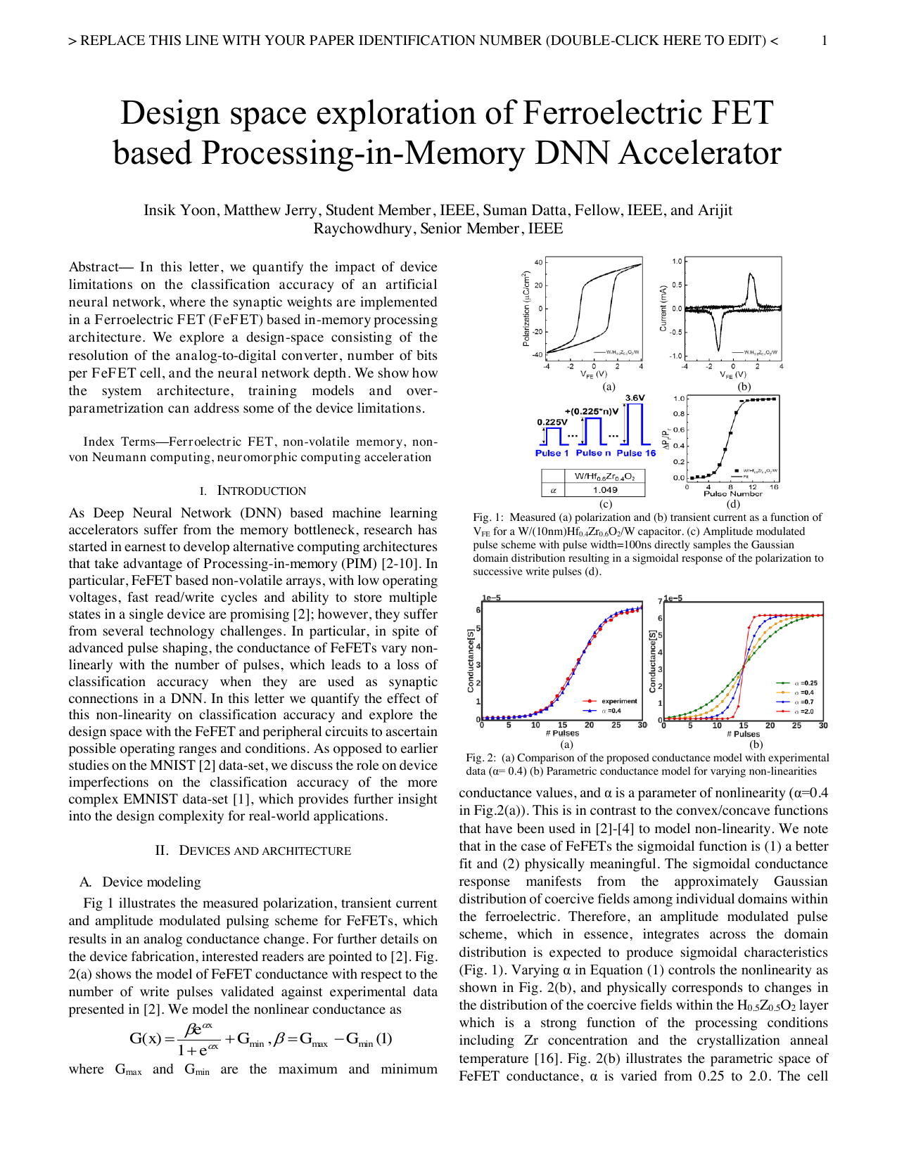 Design space exploration of Ferroelectric FET based Processing-in-Memory DNN Accelerator