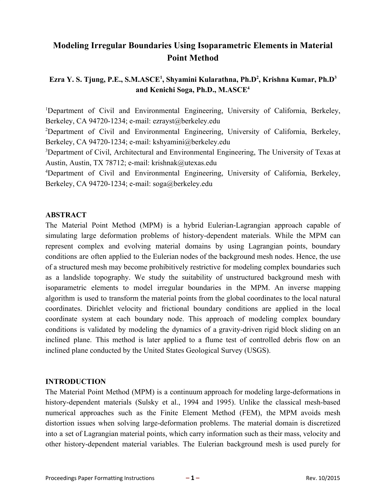 Modeling irregular boundaries using isoparametric elements in the   Material Point Method