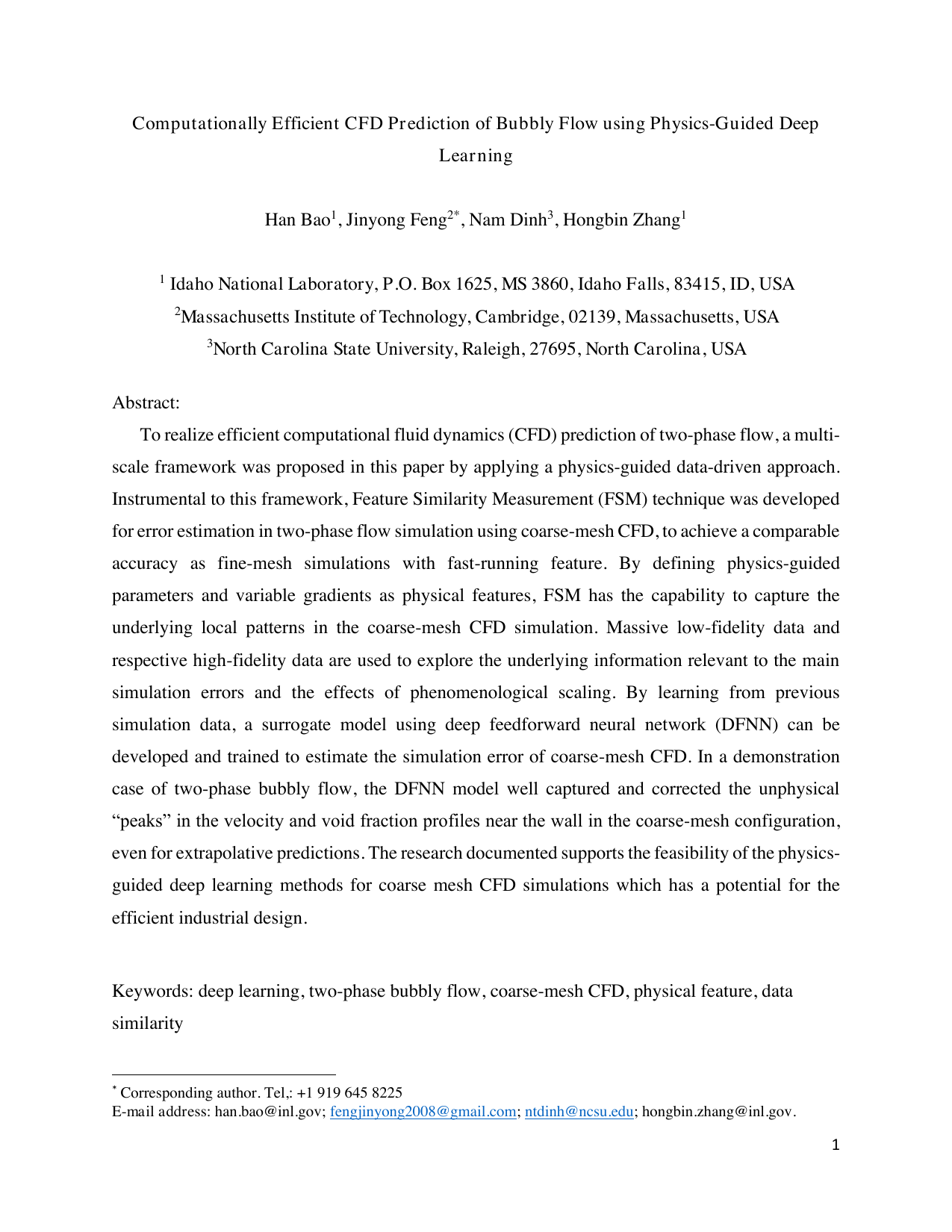 Computationally Efficient CFD Prediction of Bubbly Flow using Physics-Guided Deep Learning