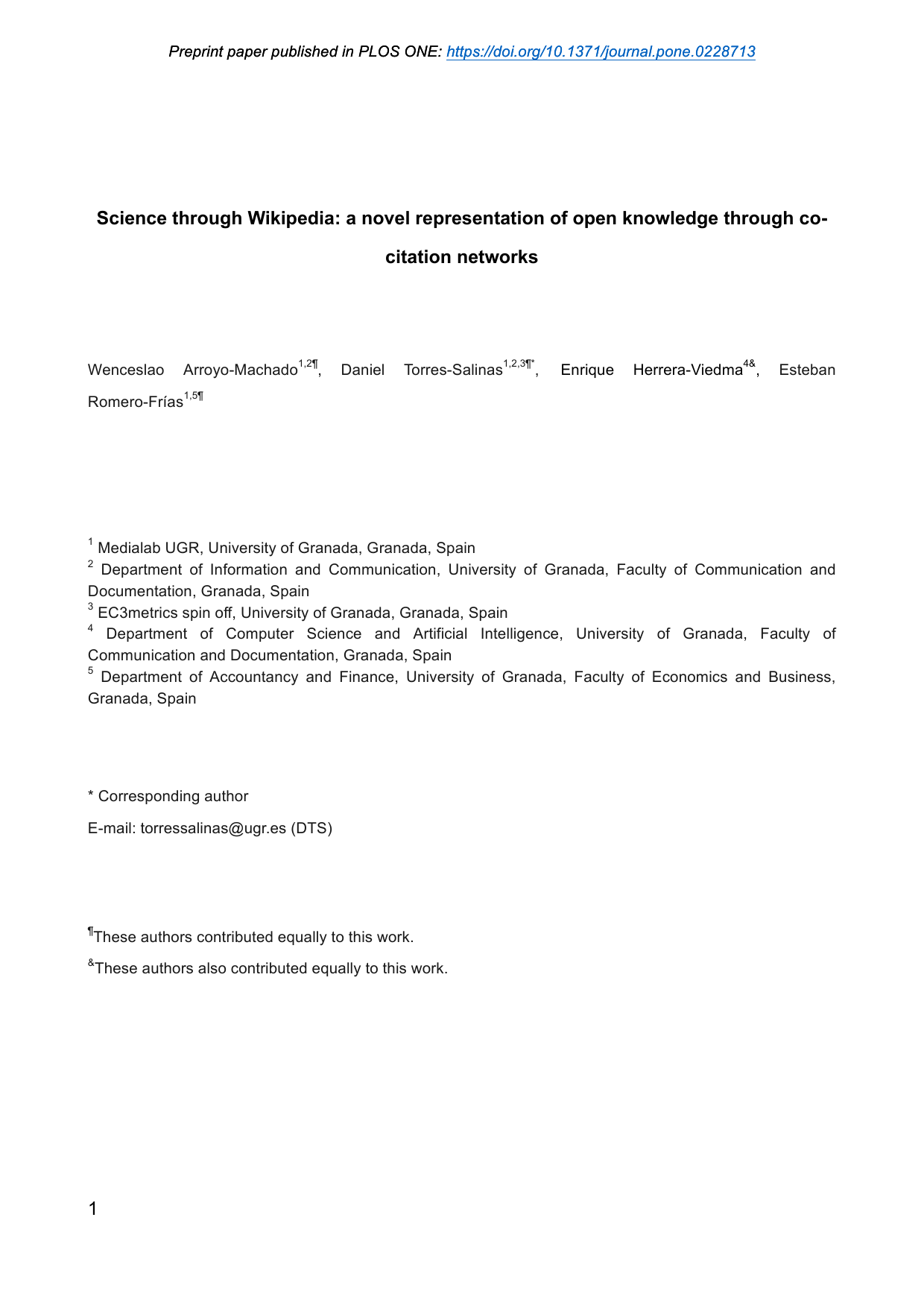 Science through Wikipedia: A novel representation of open knowledge through co-citation networks