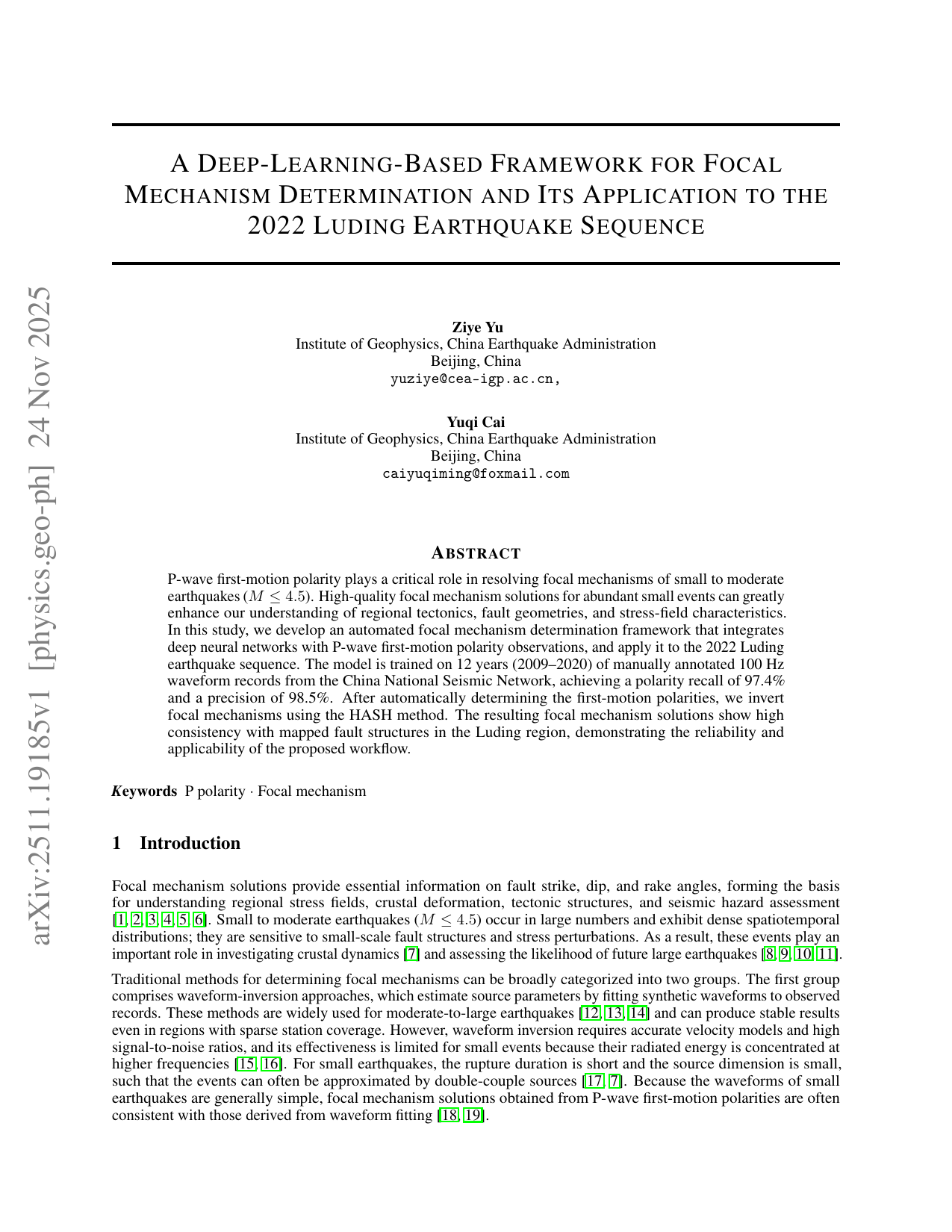딥러닝 기반 P파 첫운동극성 자동 판별로 보는 2022 루딩 지진열의 초소형 지진 메커니즘