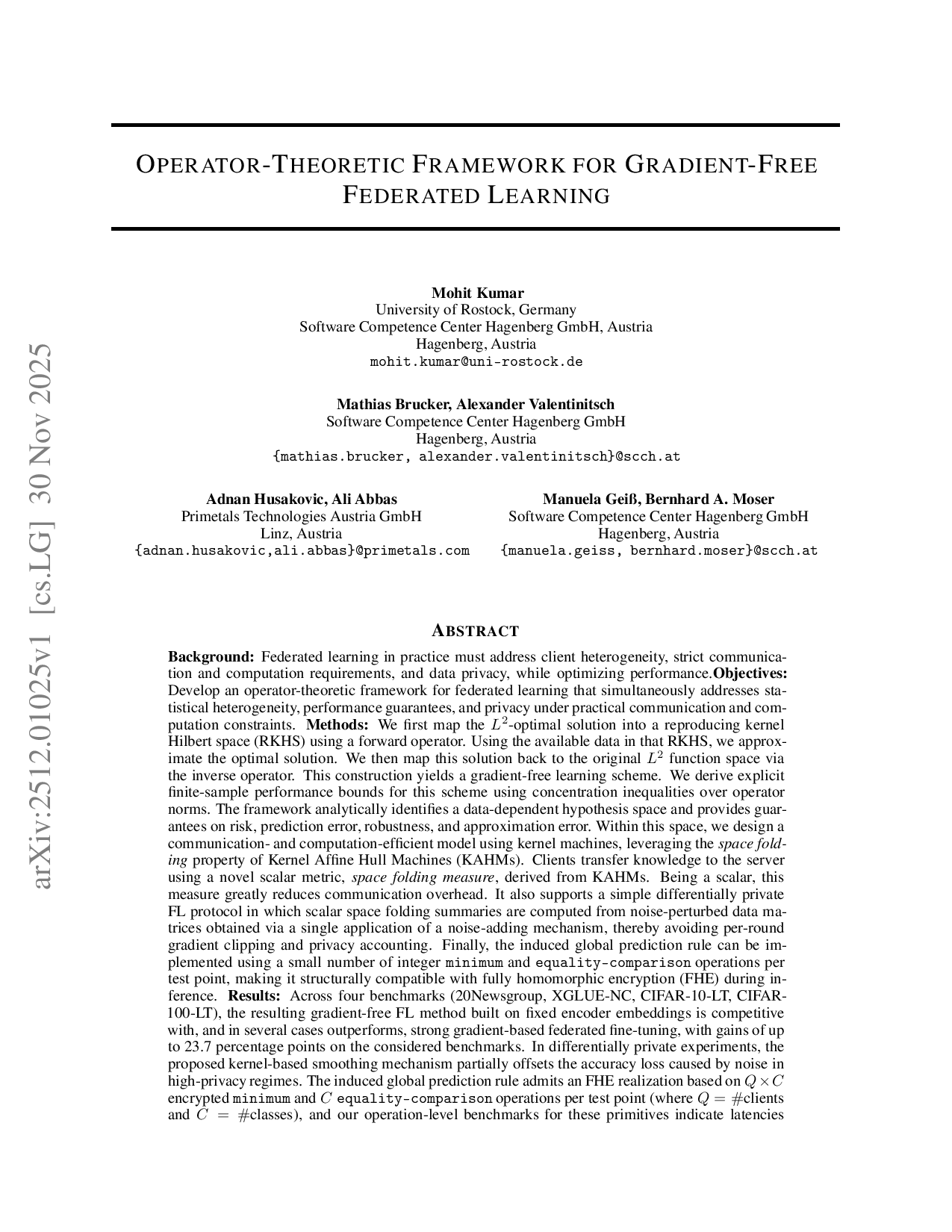 Operator-Theoretic Framework for Gradient-Free Federated Learning
