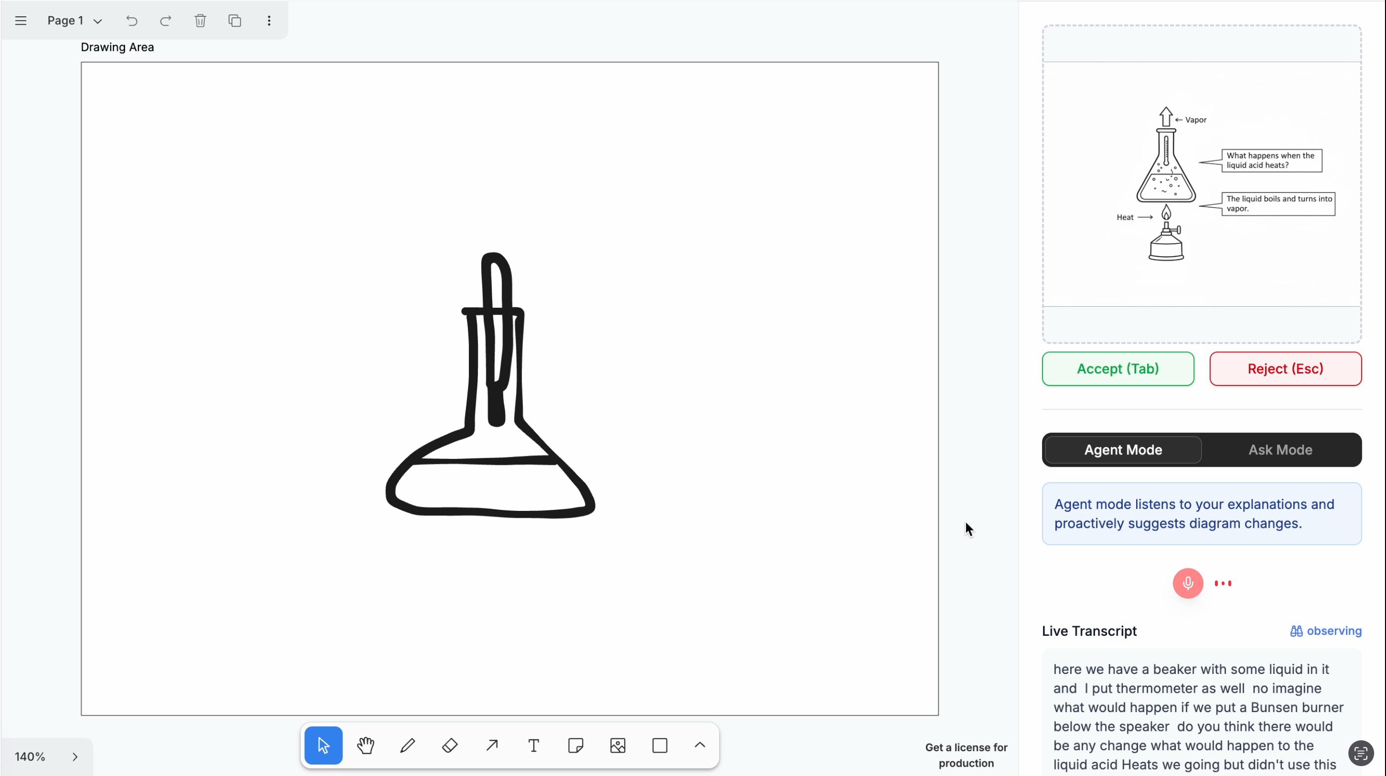Proactive Agentic Whiteboards: Enhancing Diagrammatic Learning