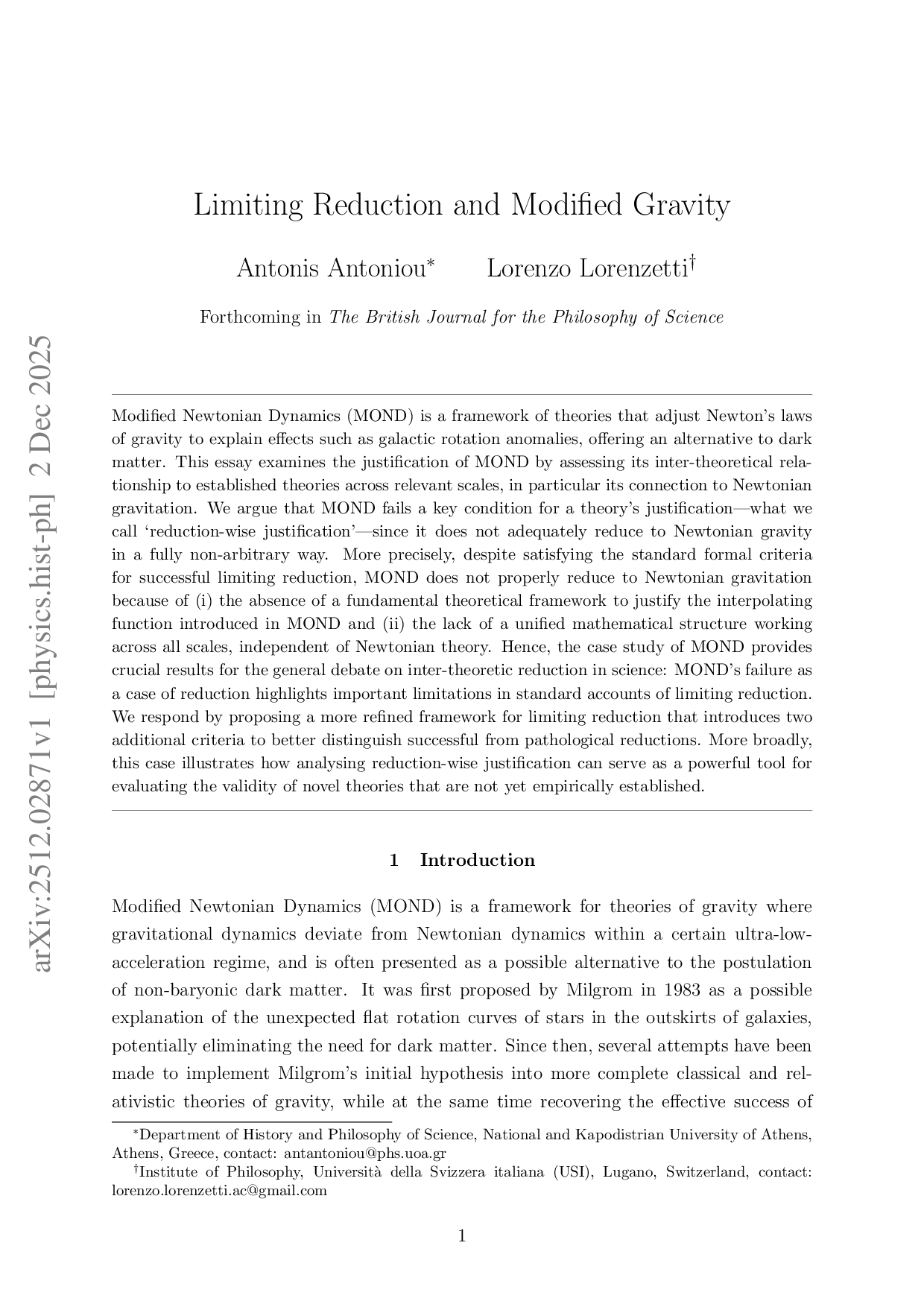 Limiting Reduction and Modified Gravity