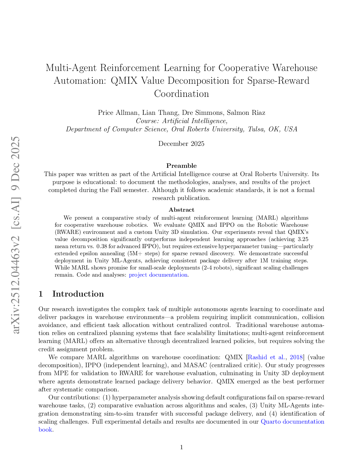 MARL Warehouse Robots