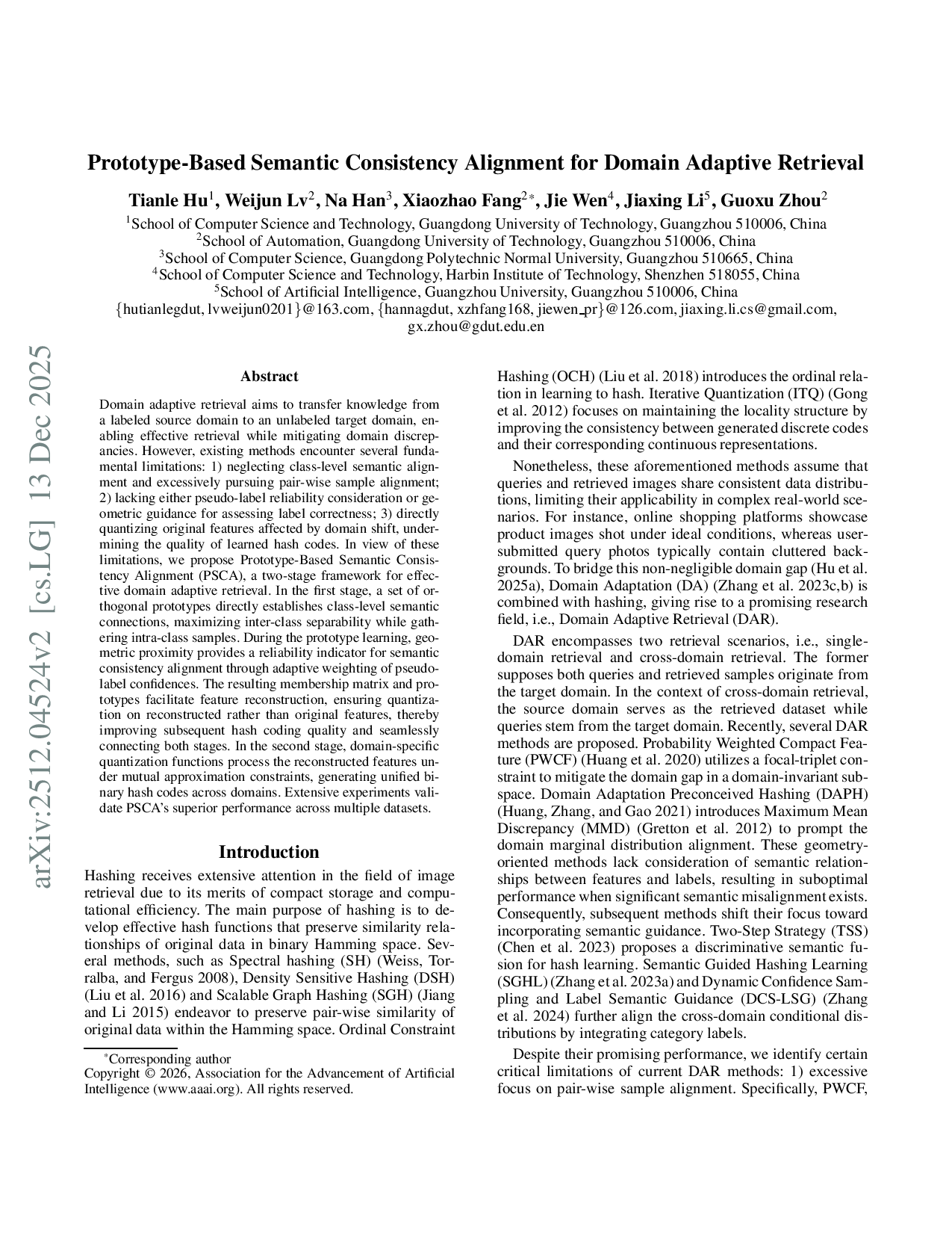 프로토타입 기반 의미 일관성 정렬을 통한 도메인 적응 해시 검색