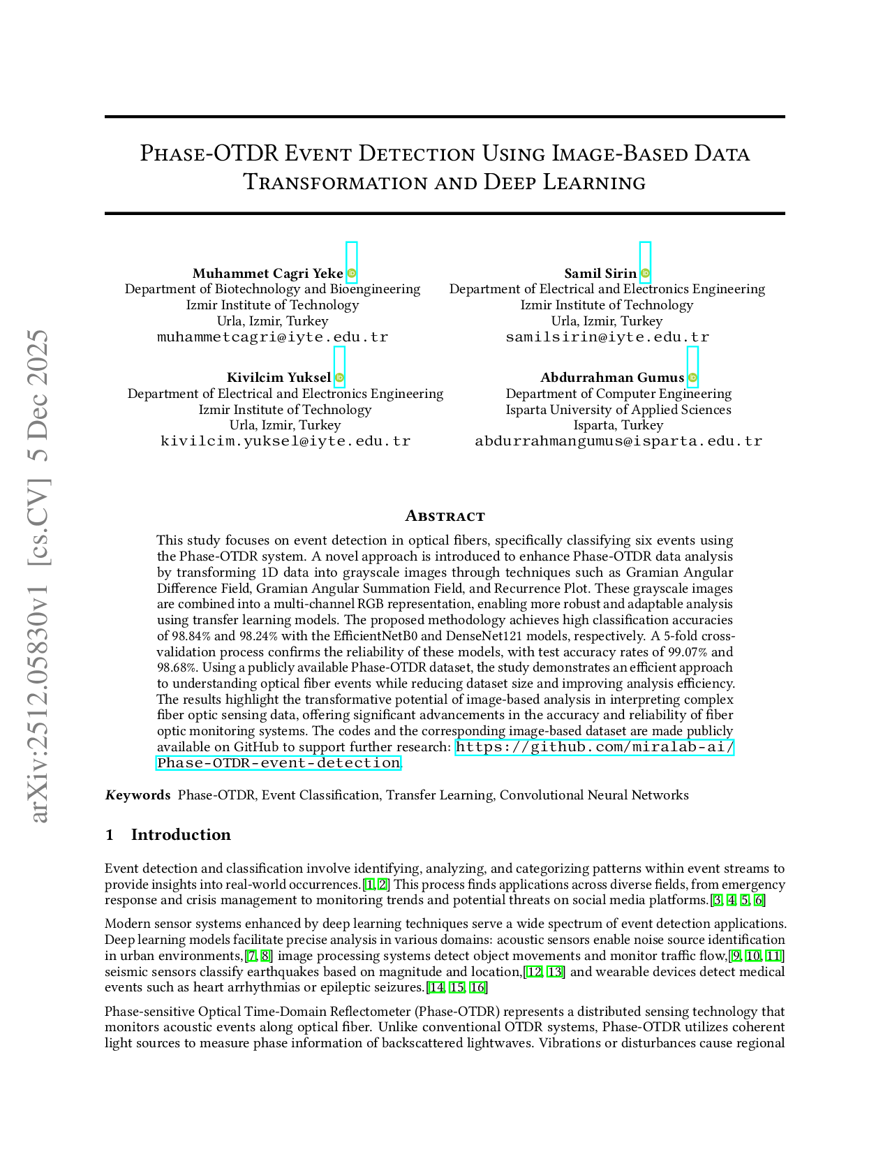 Phase-OTDR Event Detection Using Image-Based Data Transformation and Deep Learning