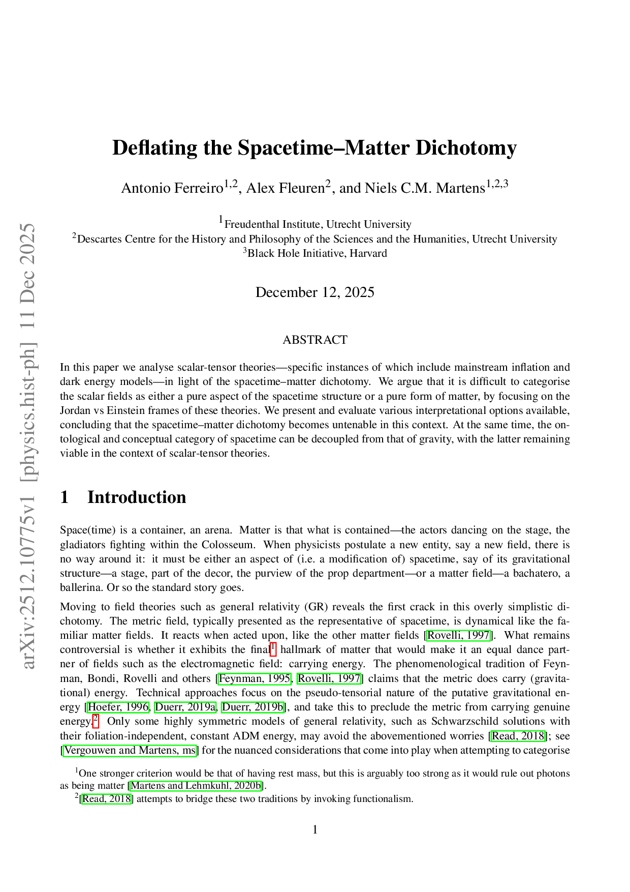 Deflating the Spacetime-Matter Dichotomy