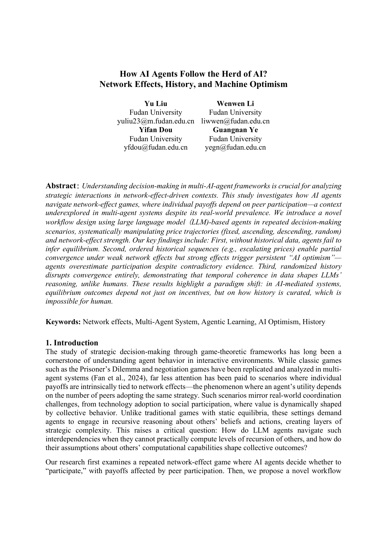 How AI Agents Follow the Herd of AI? Network Effects, History, and Machine Optimism