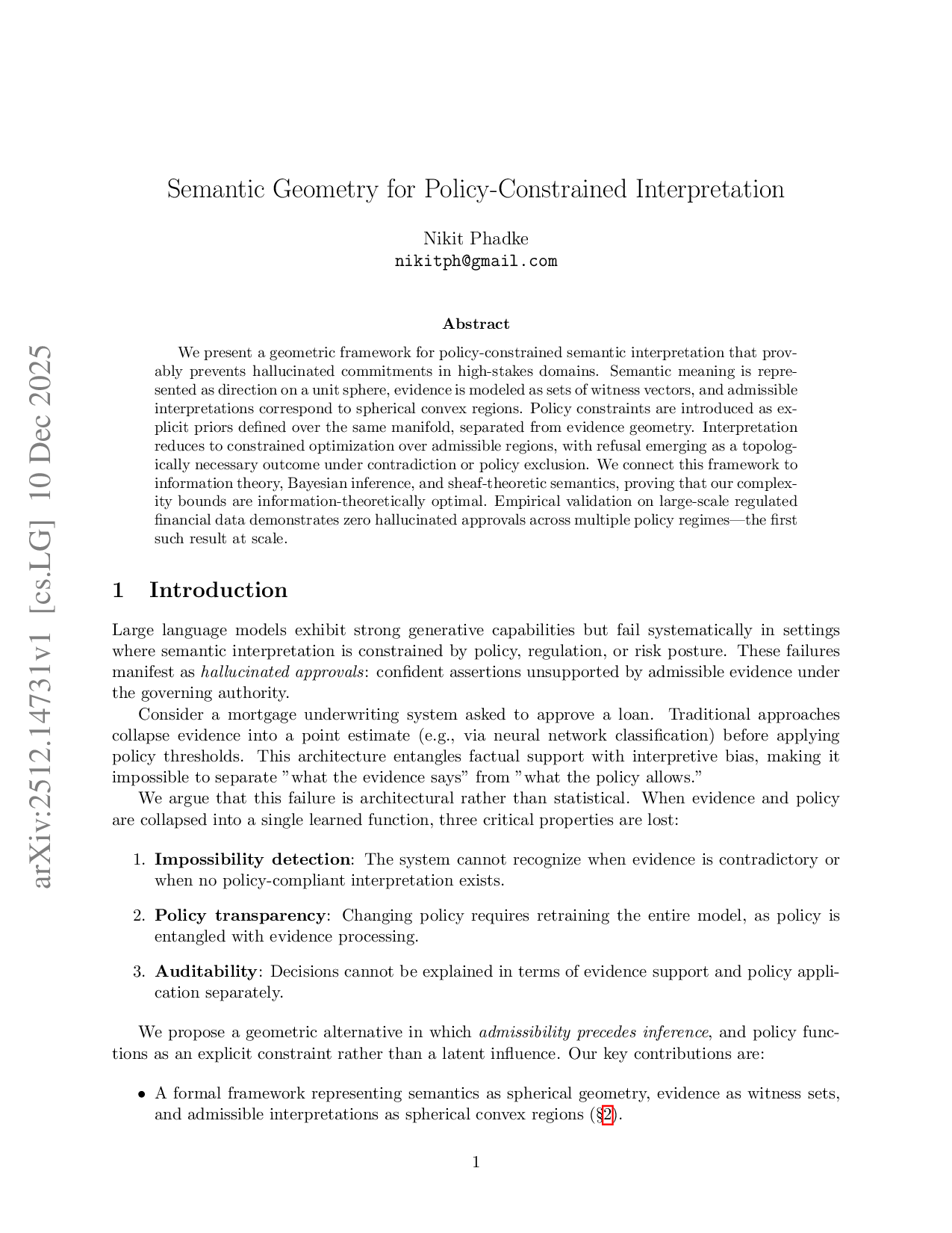 Semantic Geometry for policy-constrained interpretation