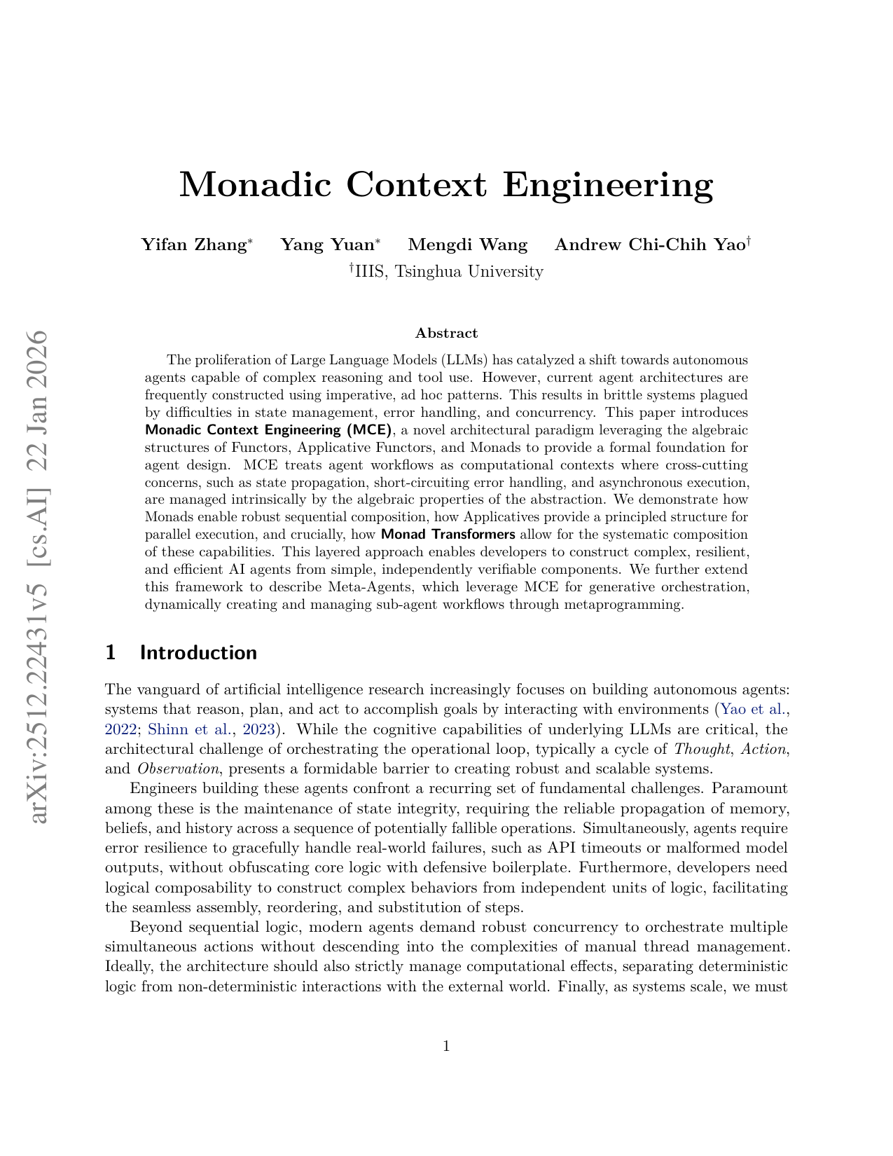 모나딕 컨텍스트 엔지니어링: 대형 언어 모델 에이전트 설계의 새로운 패러다임