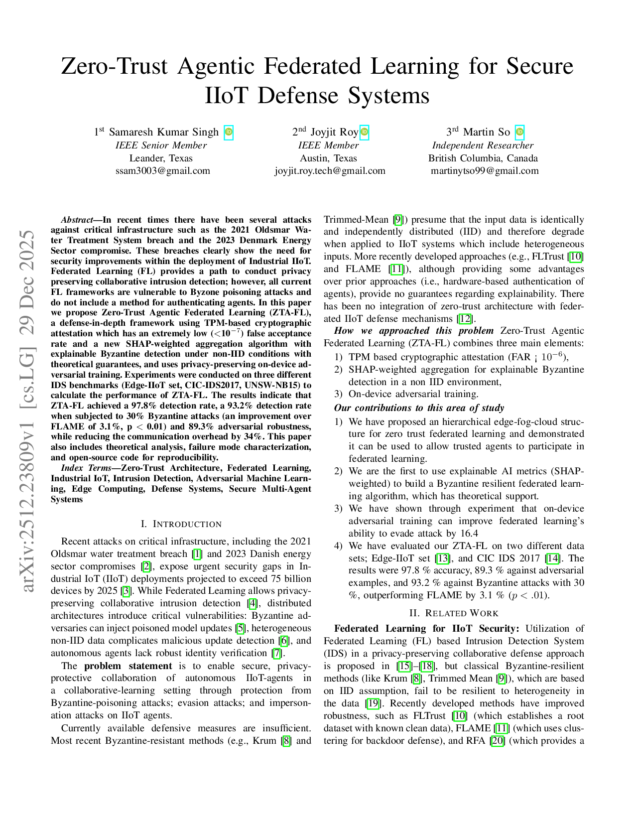 Zero-Trust Agentic Federated Learning for Secure IIoT Defense Systems