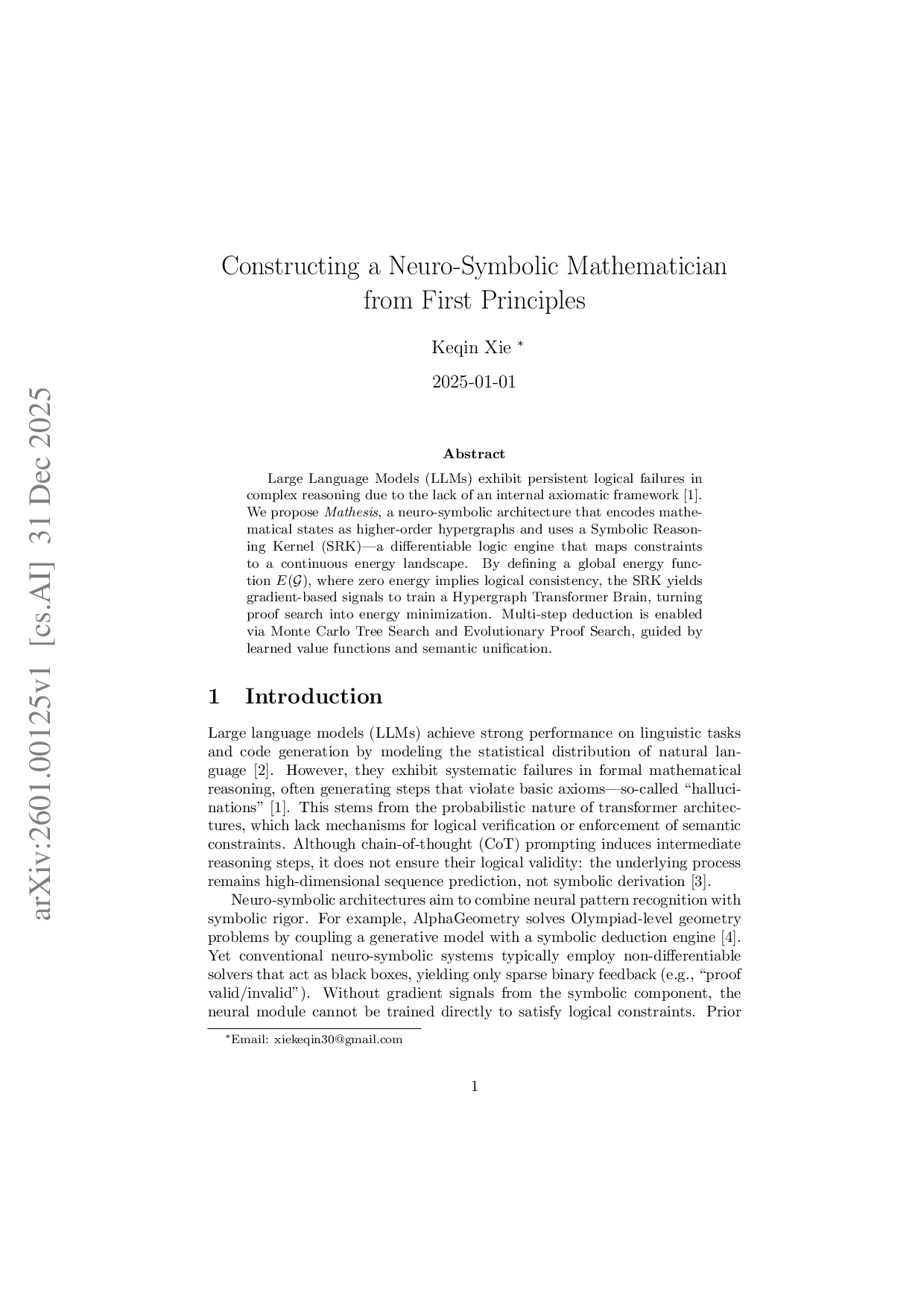 Constructing a Neuro-Symbolic Mathematician from First Principles