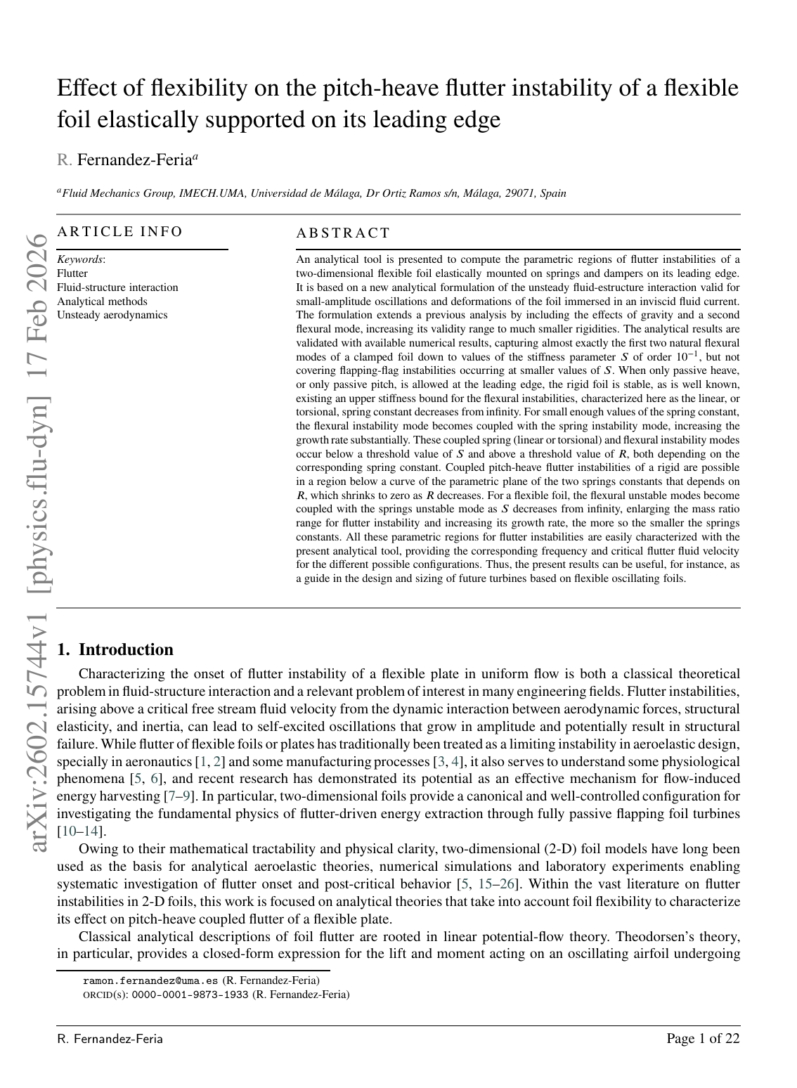 Effect of flexibility on the pitch-heave flutter instability of a flexible foil elastically supported on its leading edge