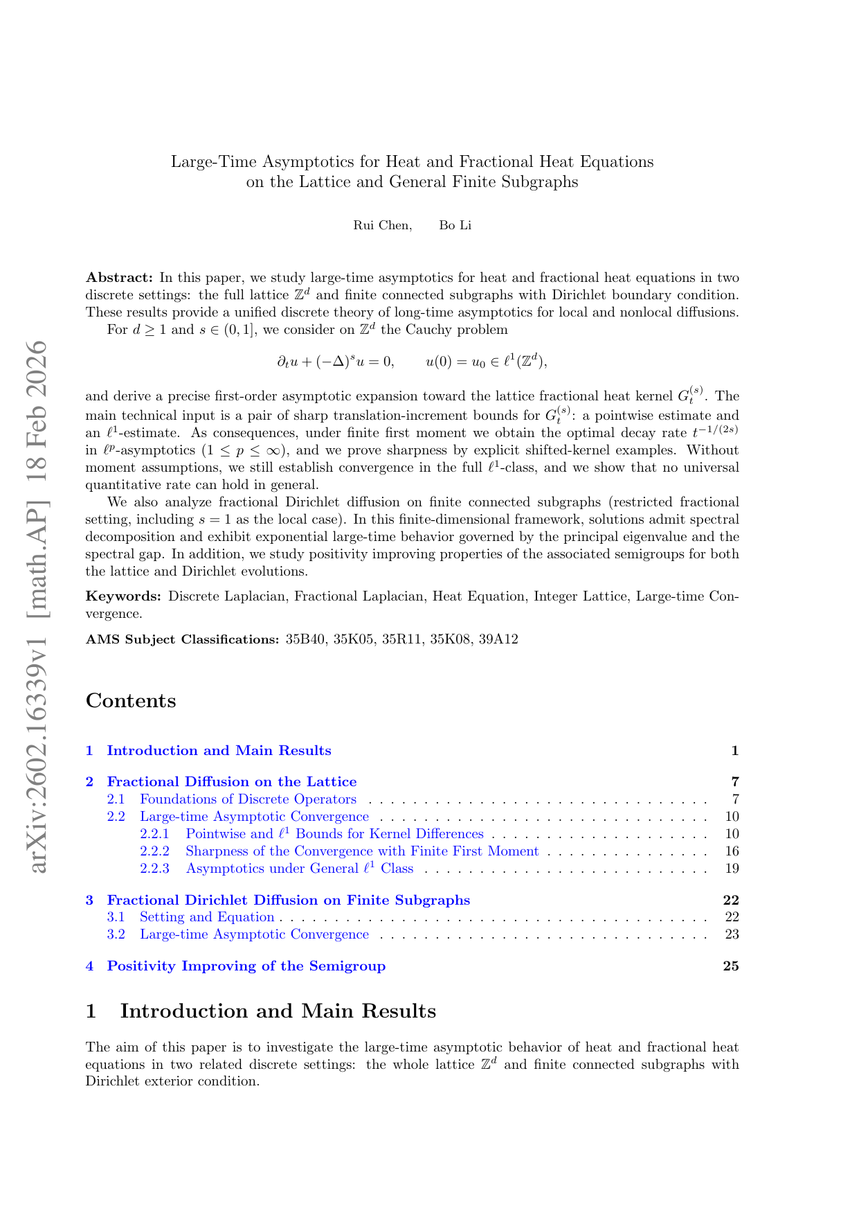 Large-Time Asymptotics for Heat and Fractional Heat Equations on the Lattice and General Finite Subgraphs